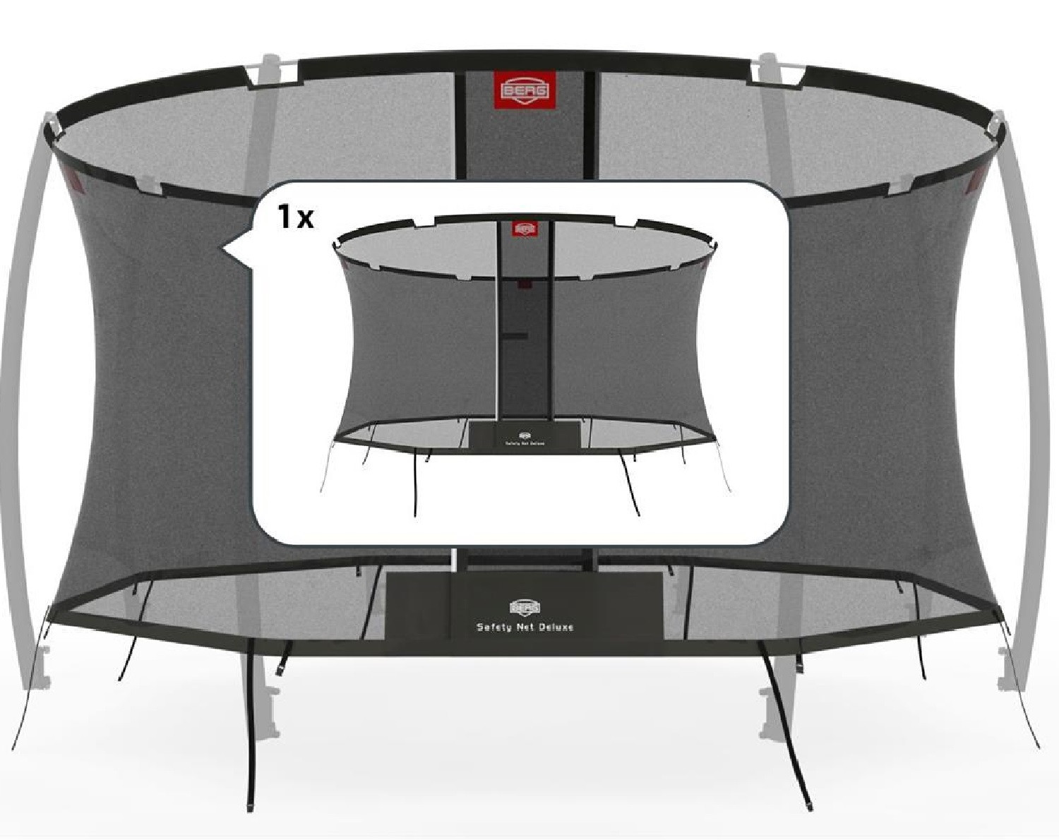 BERG Trampolin Sicherheitsnetz - Sicherheitsnetz Deluxe - Grand Champion - 520 x 350 cm - Oval - Loses Netz