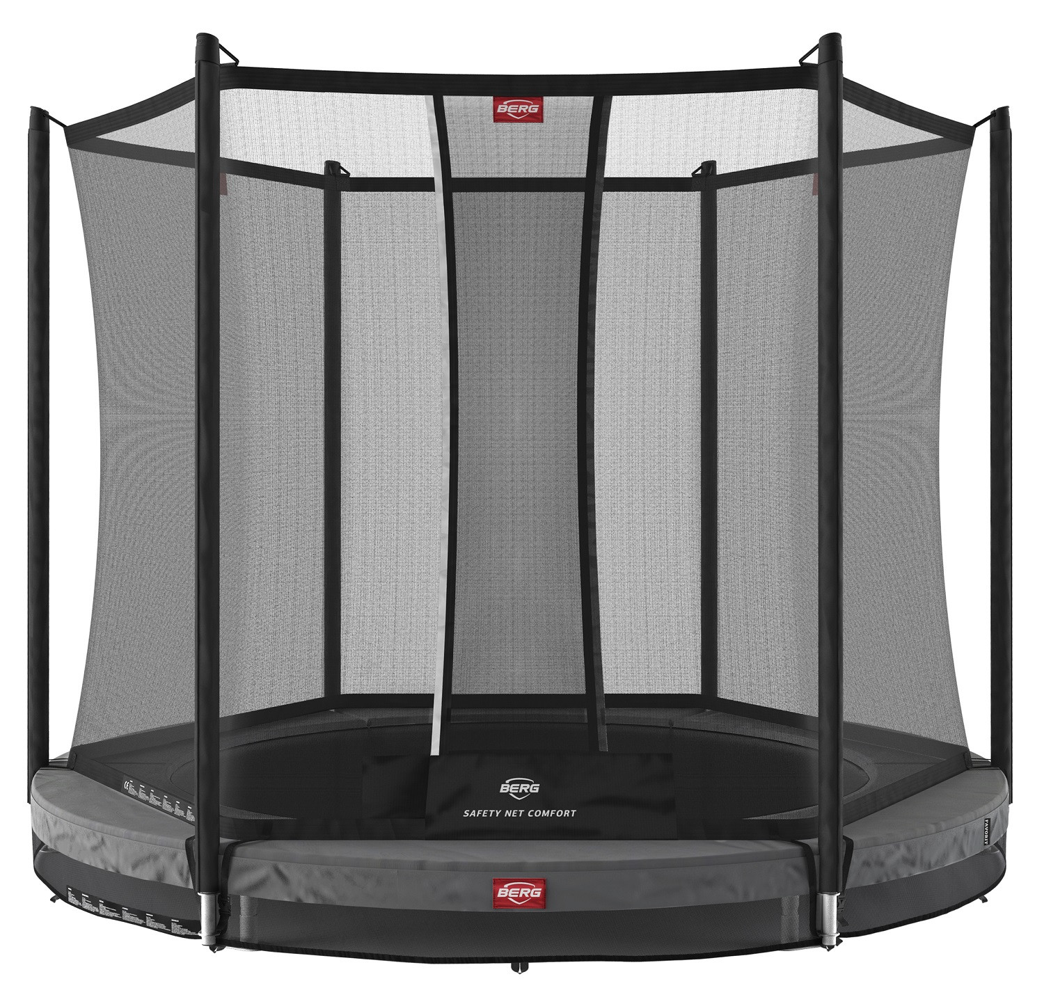 BERG Trampolin Favorit - InGround - mit Safety Net Comfort - 200 cm - Anthrazit Grau