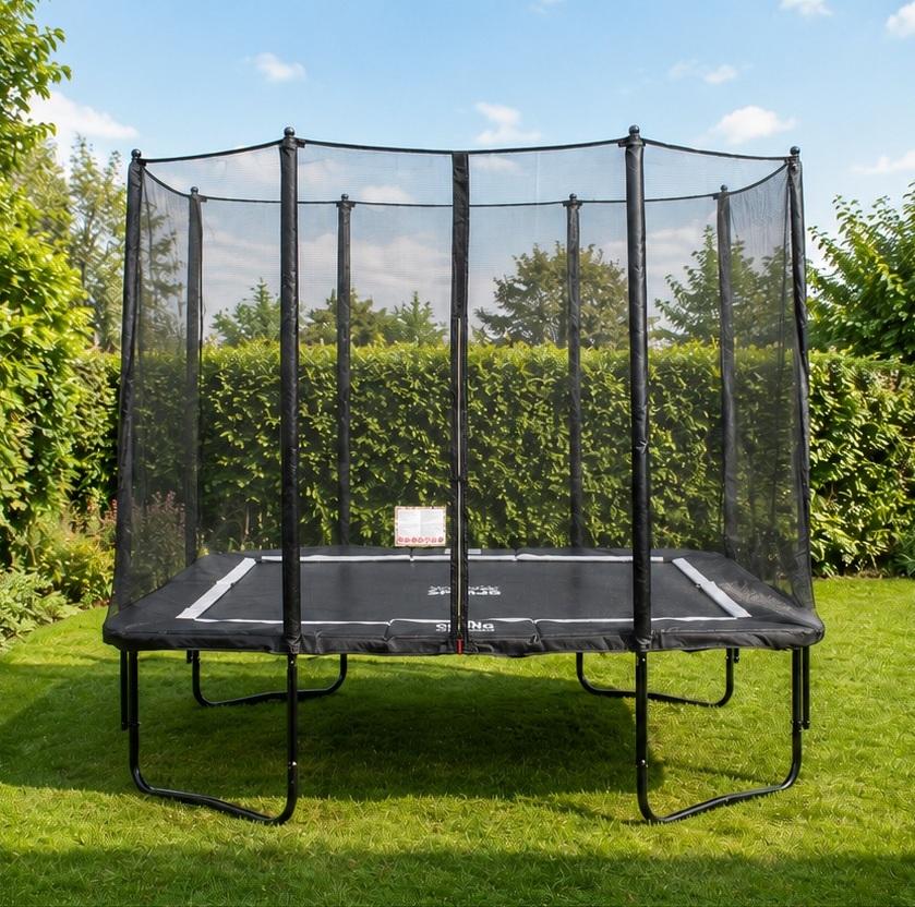 SPRING Trampolin mit Sicherheitsnetz - 366 x 244 cm (8x12ft) - Schwarz