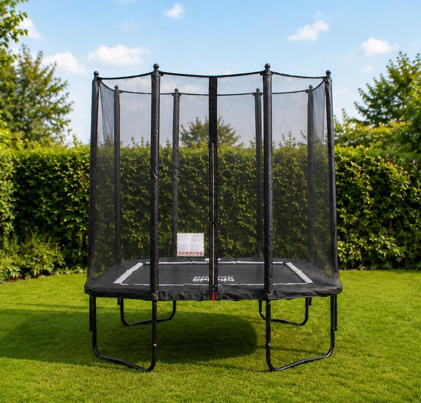 SPRING Trampolin mit Sicherheitsnetz 214 x 153 cm (5x7ft) - Schwarz
