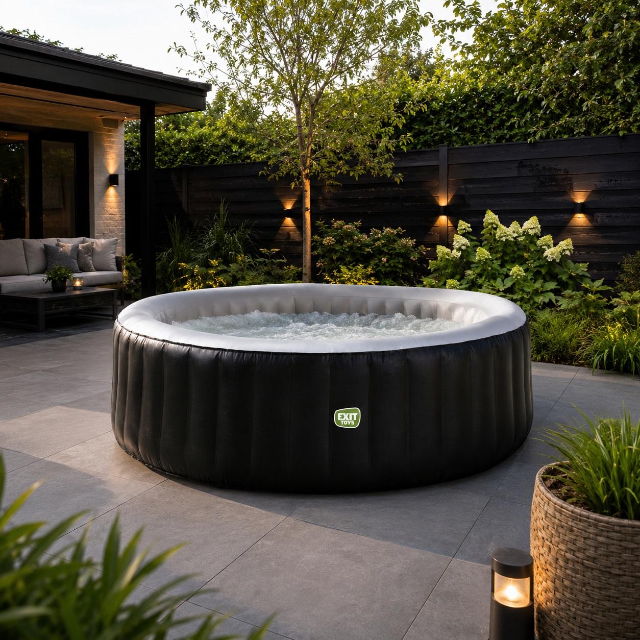 EXIT Silver Classic Spa – Aufblasbarer Whirlpool für 4 Personen – Ø 204 x 65 cm – Schwarz