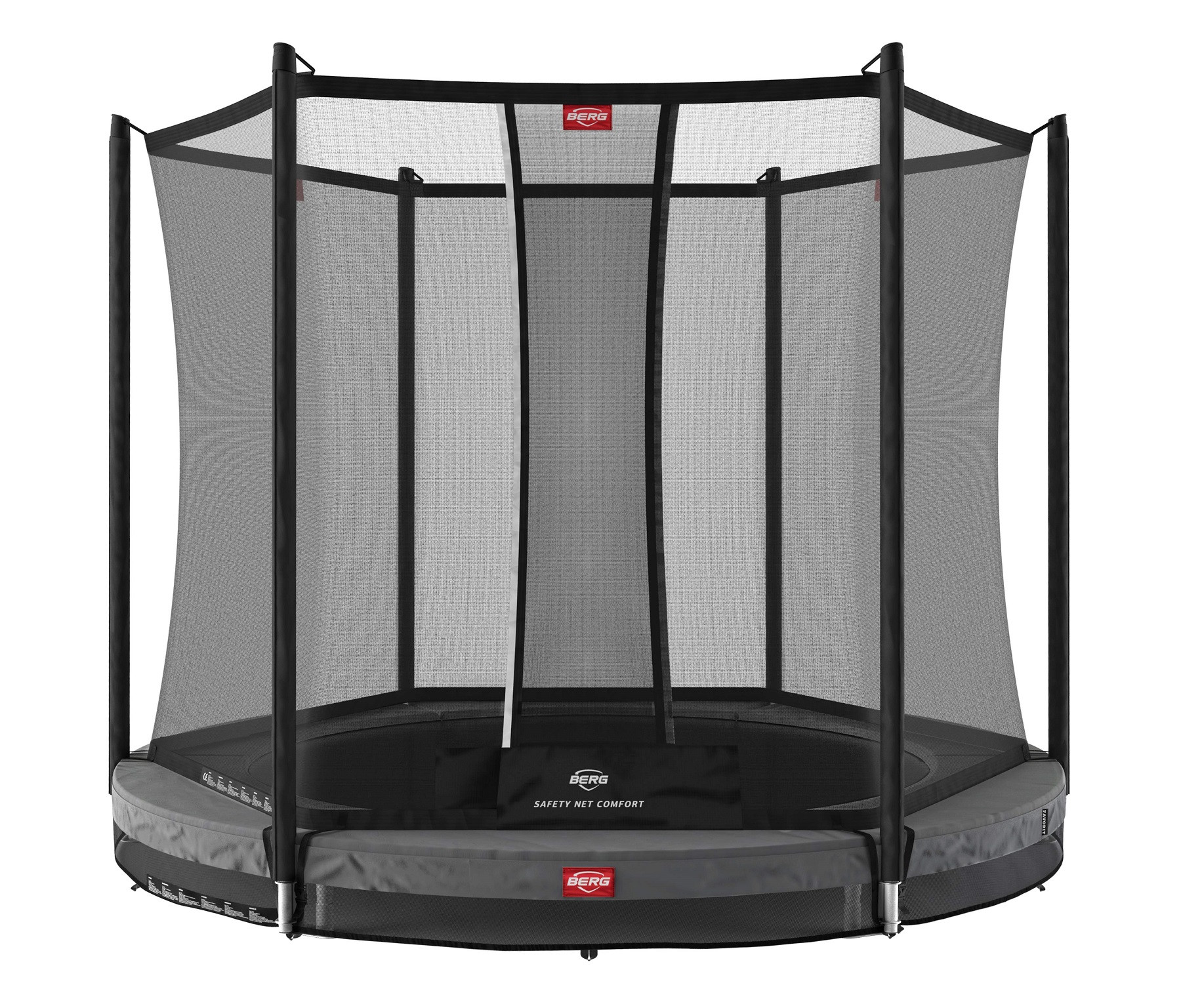 BERG Trampolin Favorit - InGround - mit Safety Net Comfort - 330 cm - Anthrazit Grau