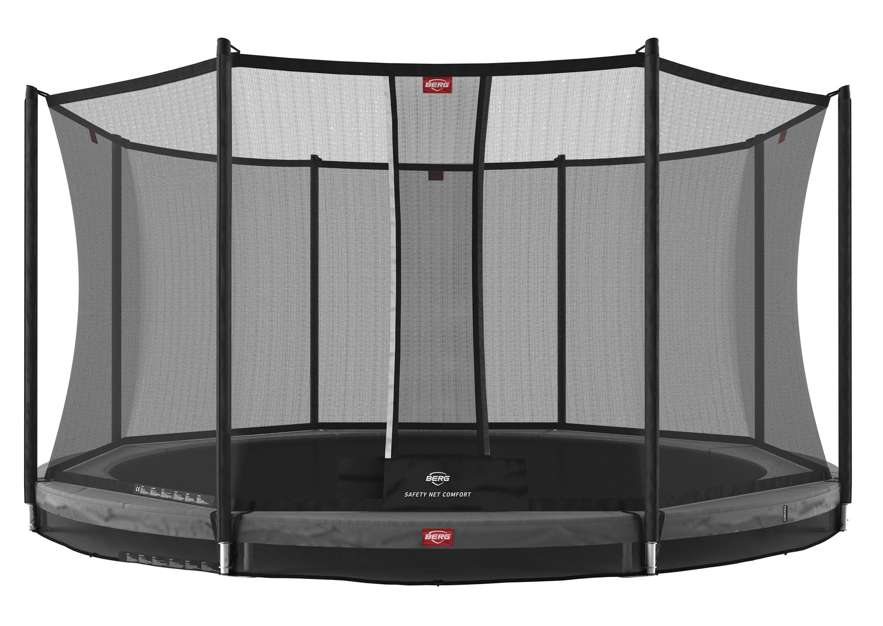 BERG Trampolin Favorit - InGround - mit Safety Net Comfort - 380 cm - Anthrazit Grau