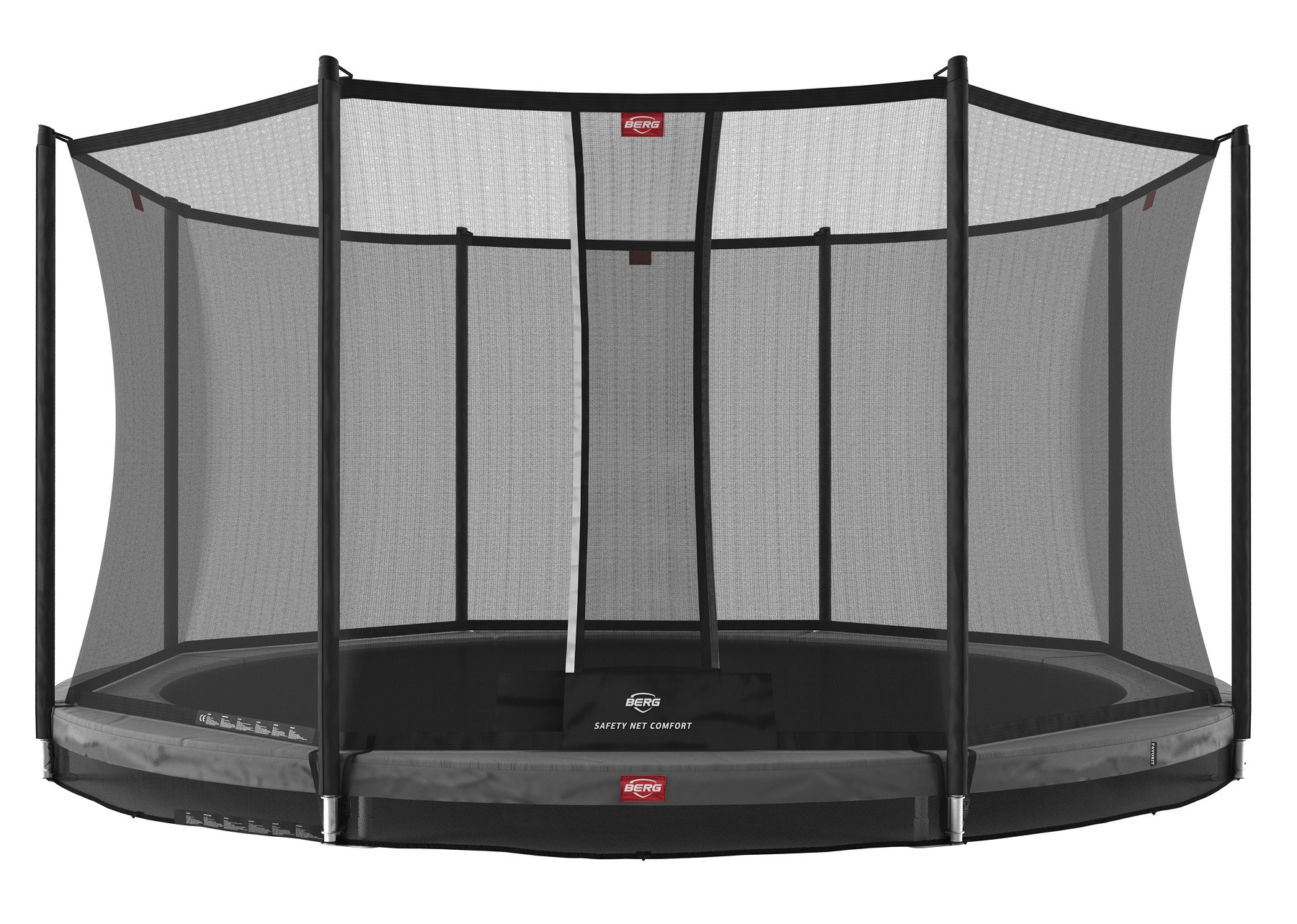 BERG Trampolin Favorit - InGround - mit Safety Net Comfort - 430 cm - Anthrazit Grau