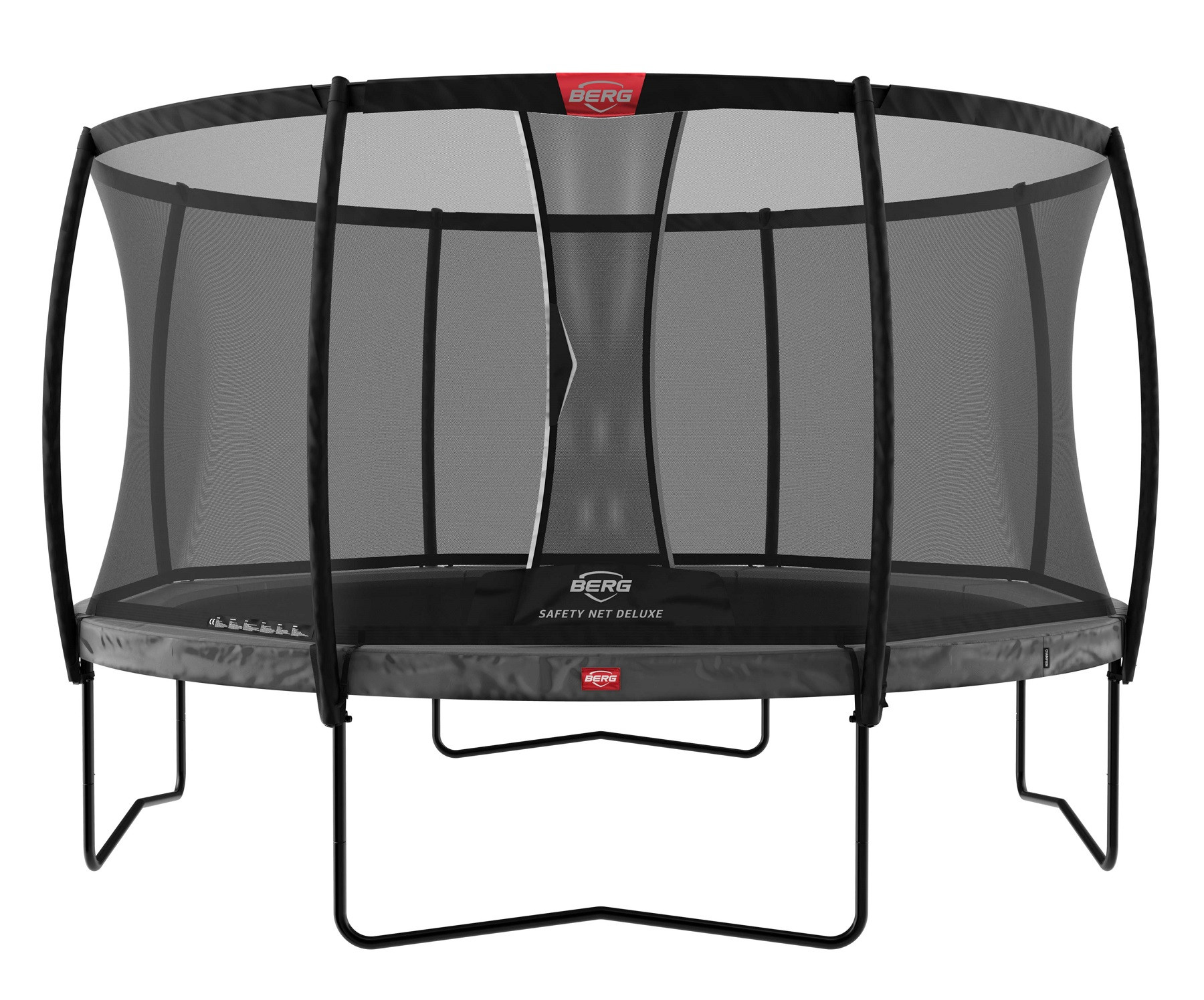 BERG Trampolin Champion mit Sicherheitsnetz - Safetynet Deluxe - 380 cm - Anthrazit Grau - mit Airflow-Technik - Twinspring