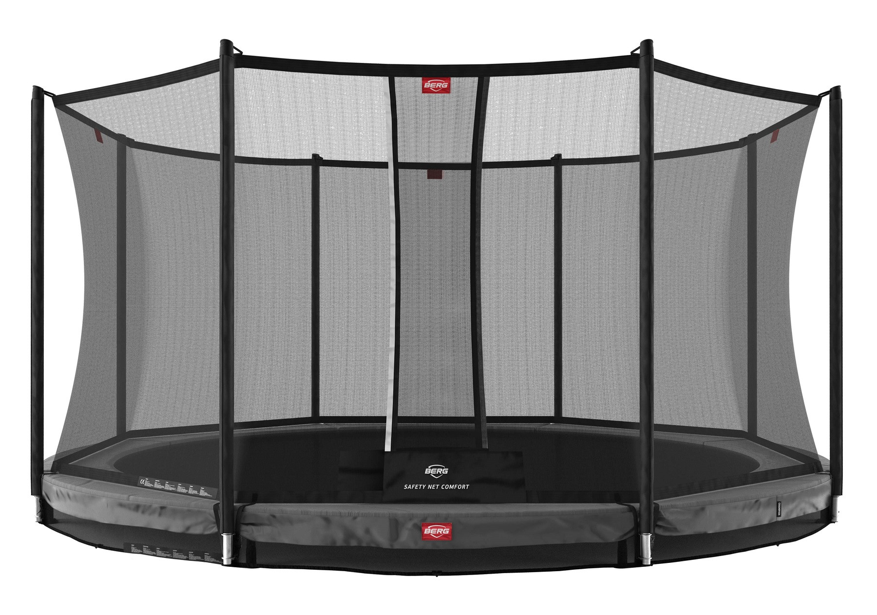 BERG Champion trampolin - InGround - mit Safety Net Comfort - 380 cm - Anthrazit Grau