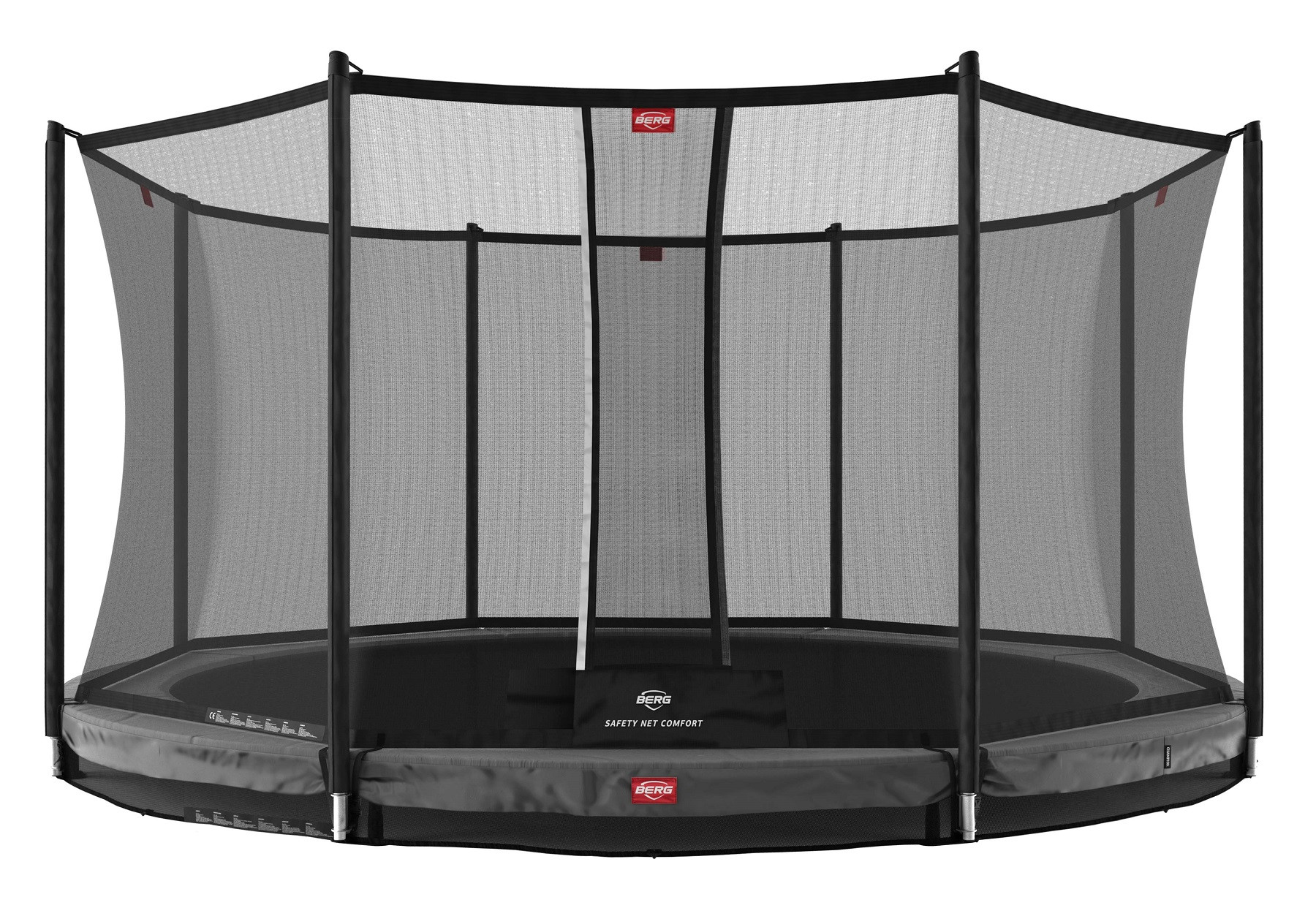 BERG Champion trampolin InGround 430 cm - Anthrazit Grau + Safety Net Comfort