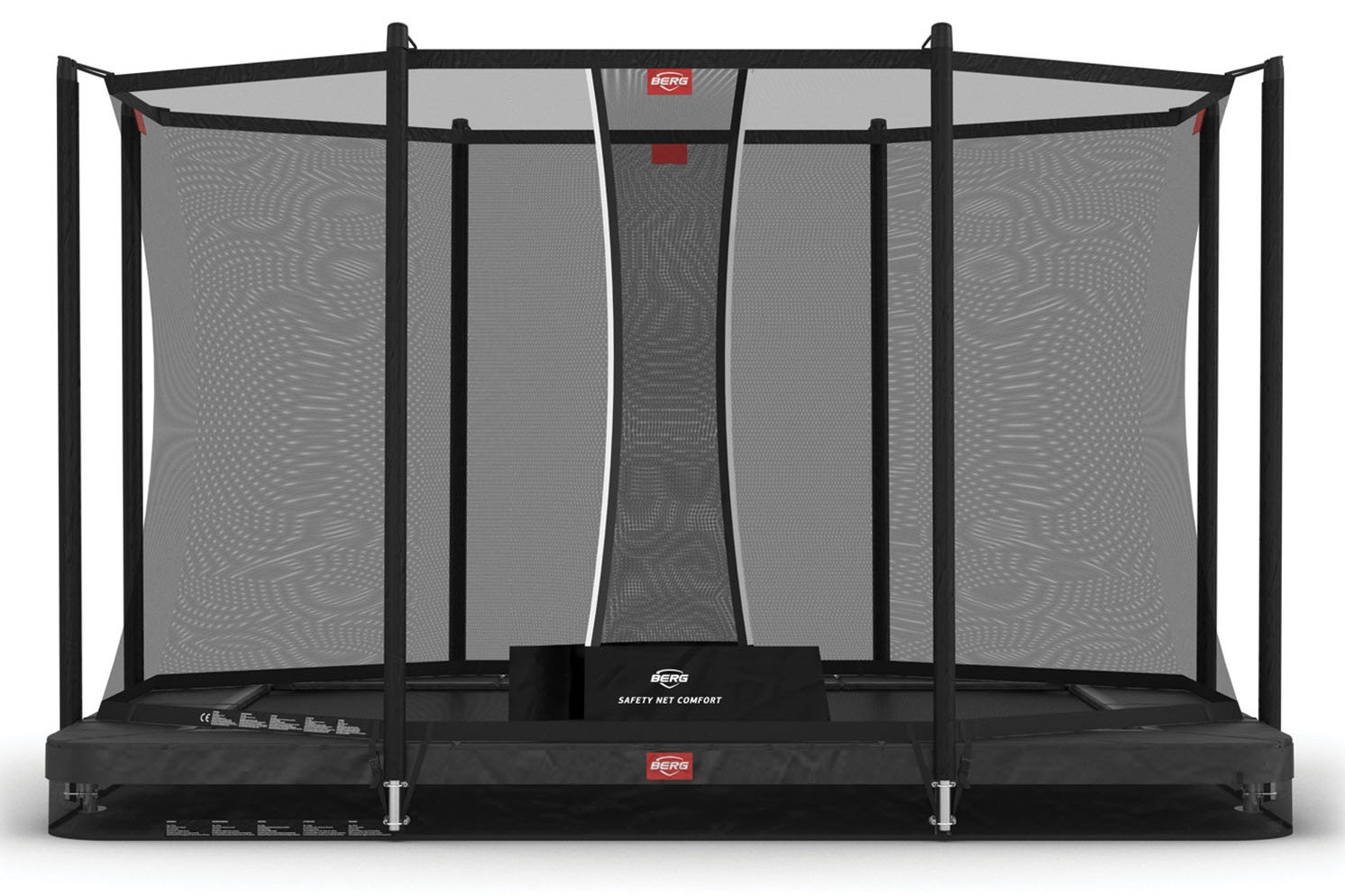 BERG Trampolin Ultim Favorit - InGround -  mit Sicherheitsnetz Comfort - 330 x 220 cm - Anthrazit Grau