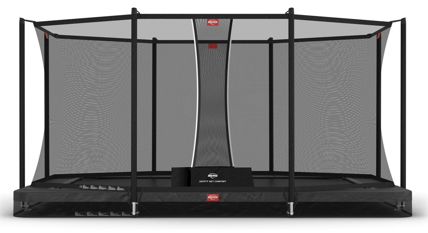 BERG Favorit rechteckiges InGround Trampolin 410cm mit Sicherheitsnetz Comfort Schwarz