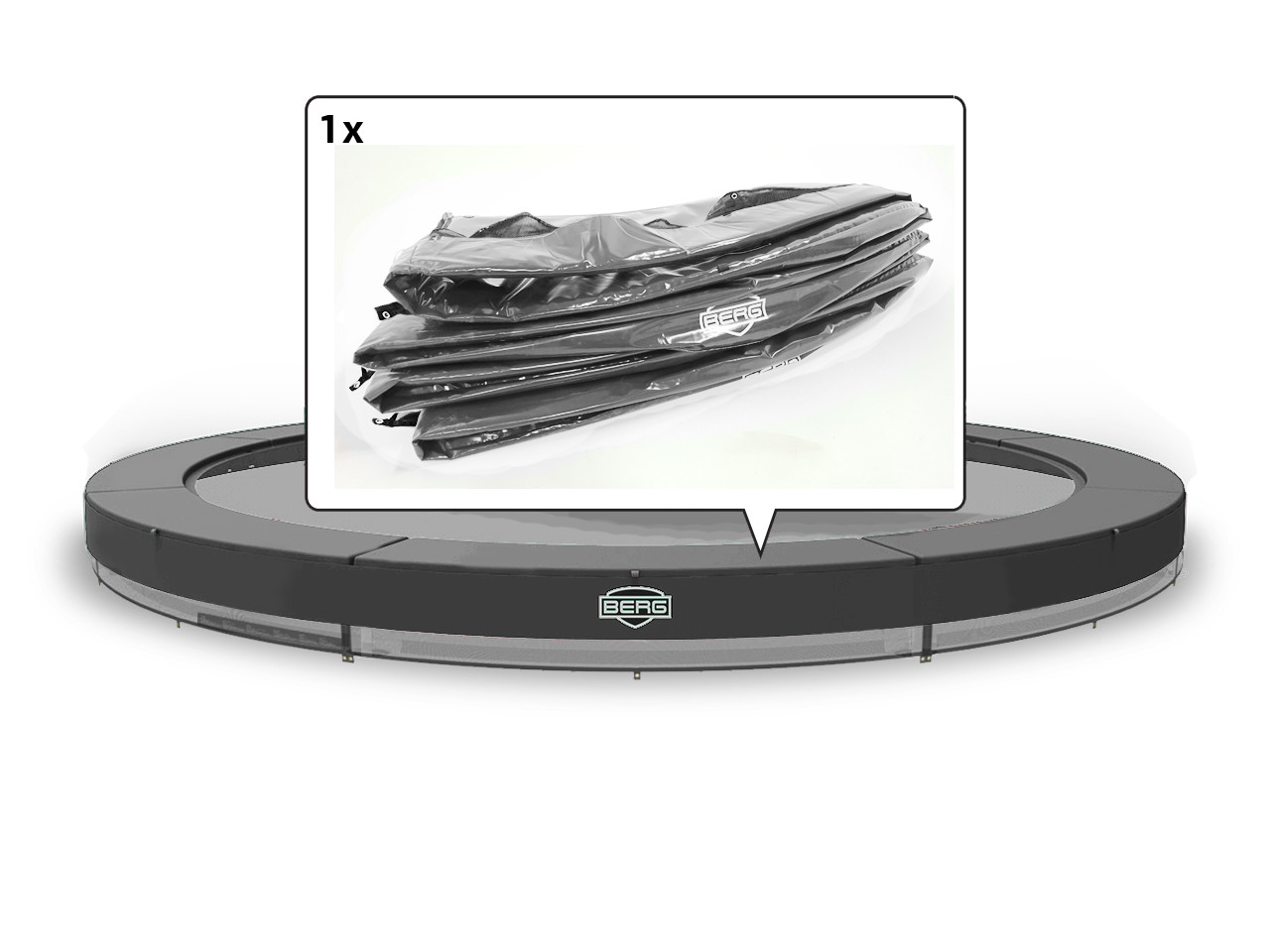 BERG Trampolin-Schutzrand Elite - InGround - 380 cm - Grau