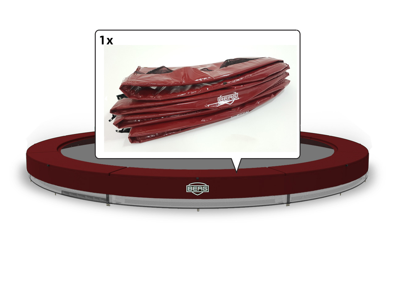 BERG Trampolin Schutzrand Elite - InGround - 330 cm - Rot
