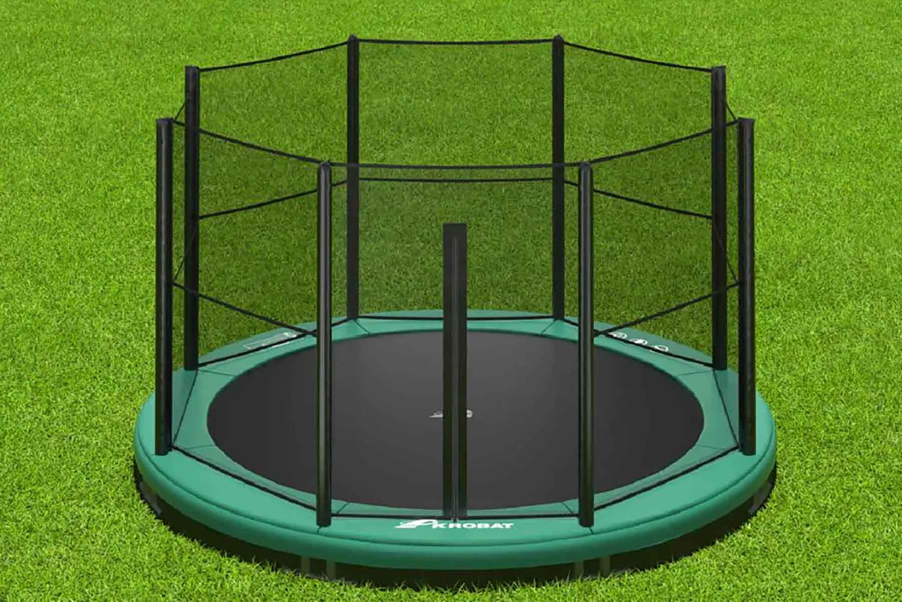 Akrobat Trampolin Orbit Inground - 430 cm - Rund - Grün - mit Sicherheitsnetz