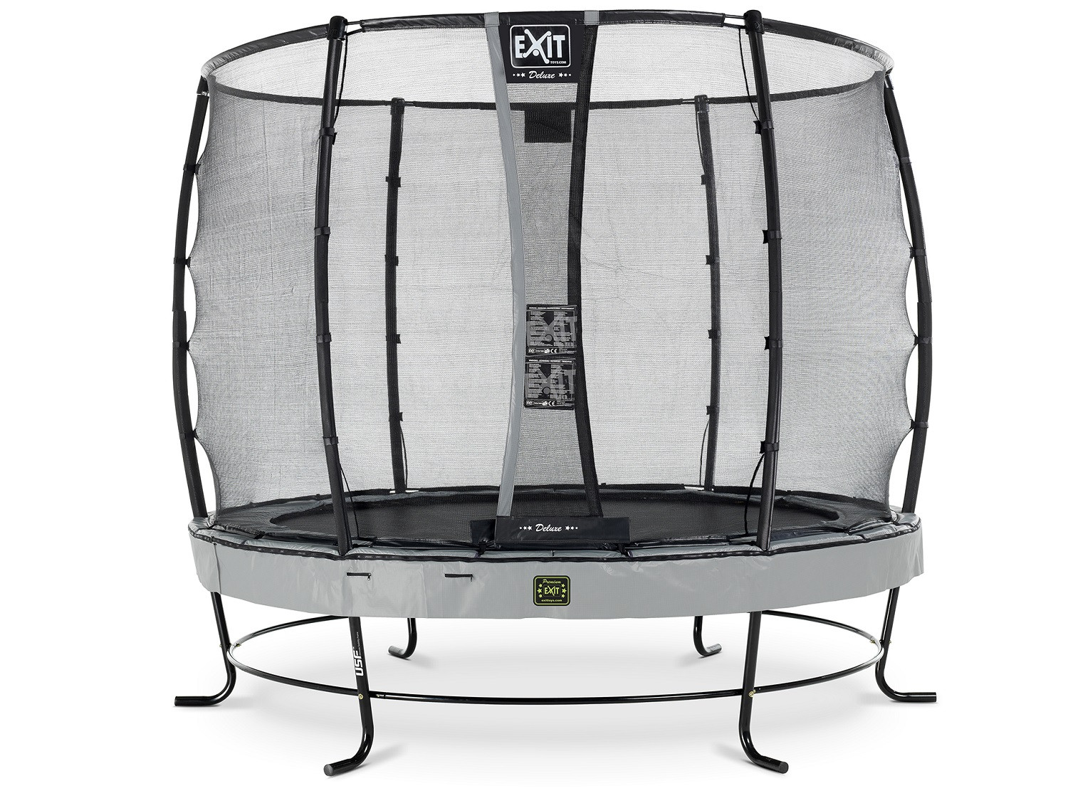EXIT Elegant Premium Trampolin 251 mit Sicherheitsnetz Deluxe - Grau