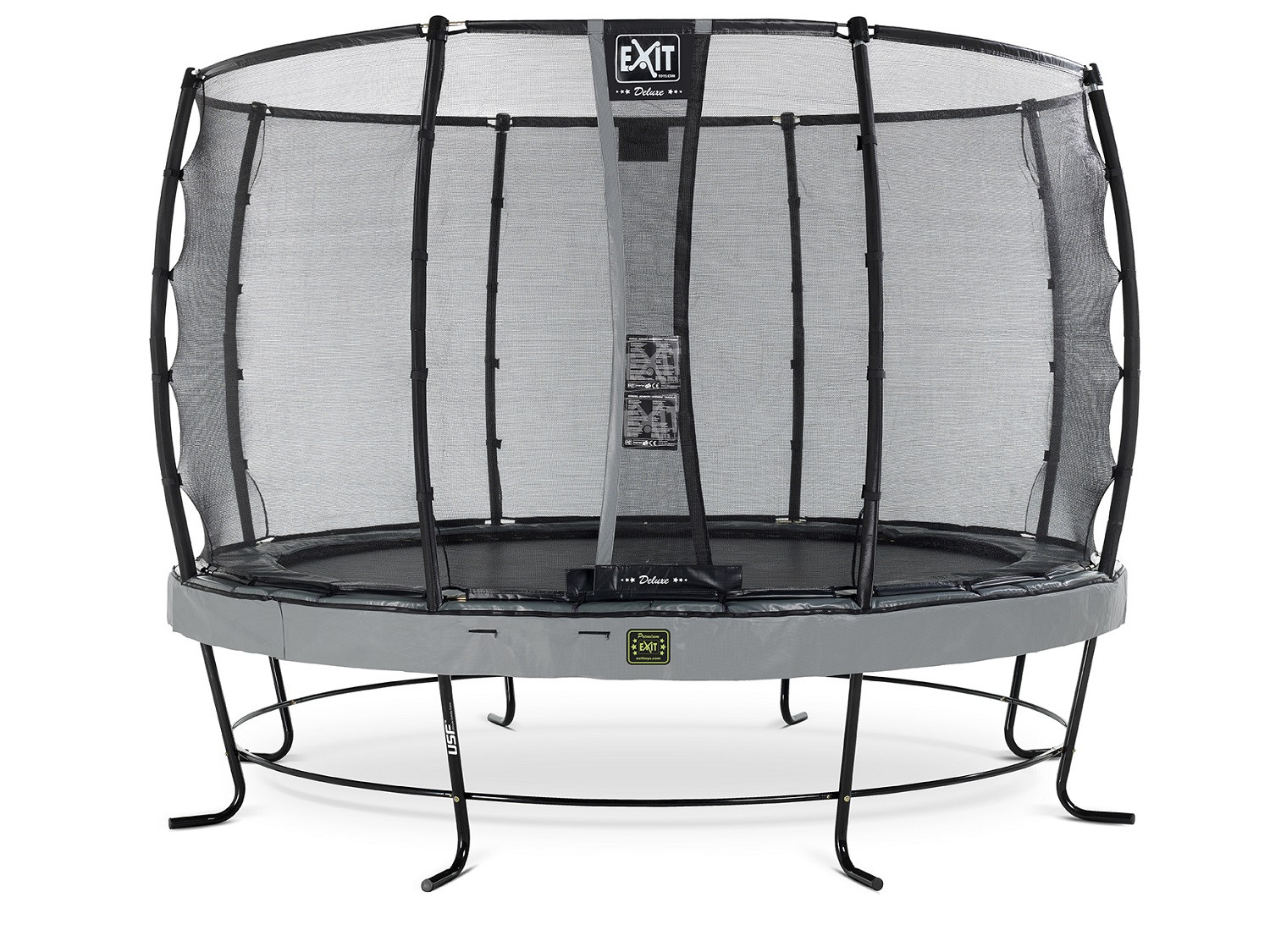 EXIT Elegant Premium Trampolin 427 mit Sicherheitsnetz Deluxe - Grau