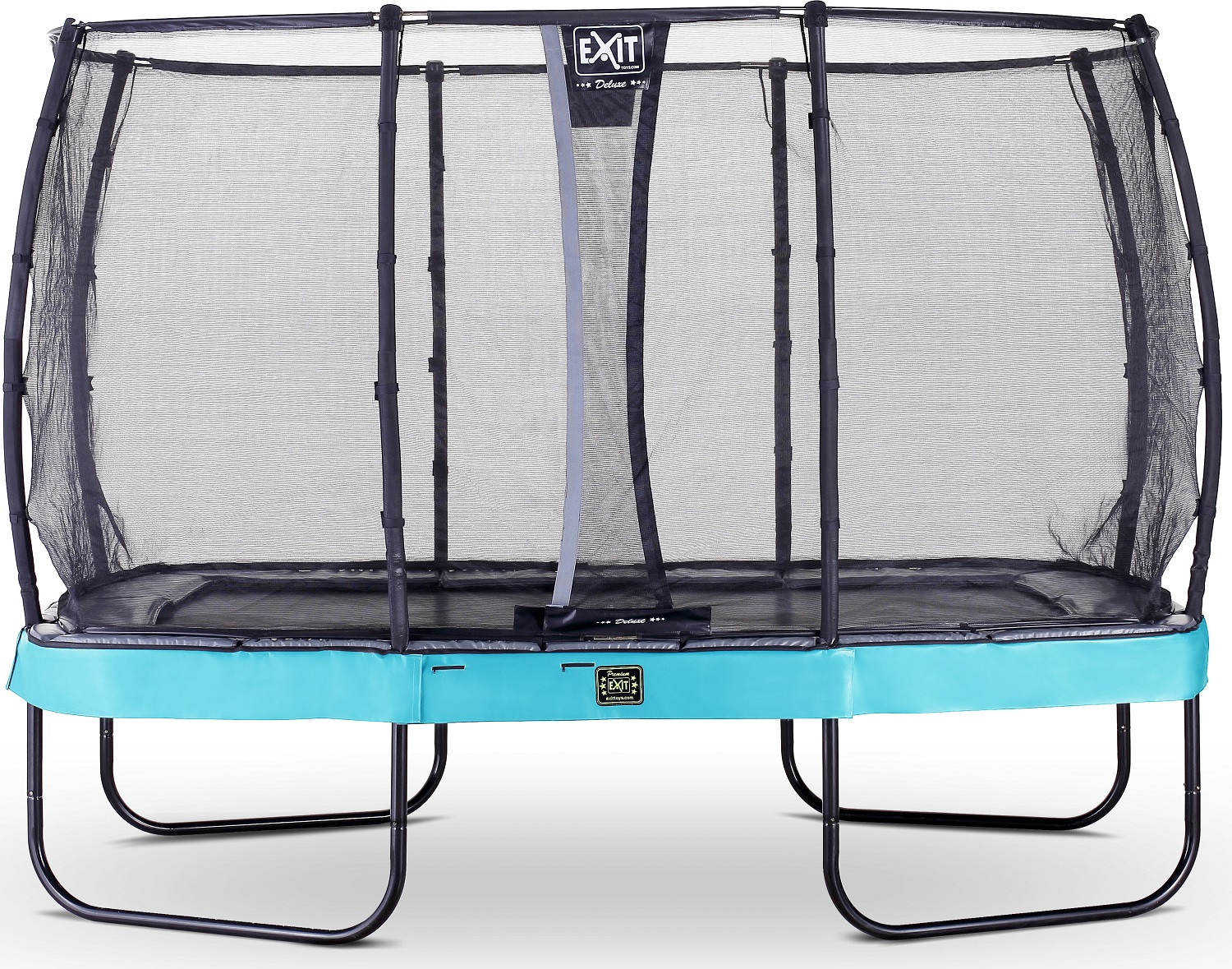EXIT Elegant Premium Trampolin Rechteckig 214 x 366 mit Sicherheitsnetz Deluxe - Blau