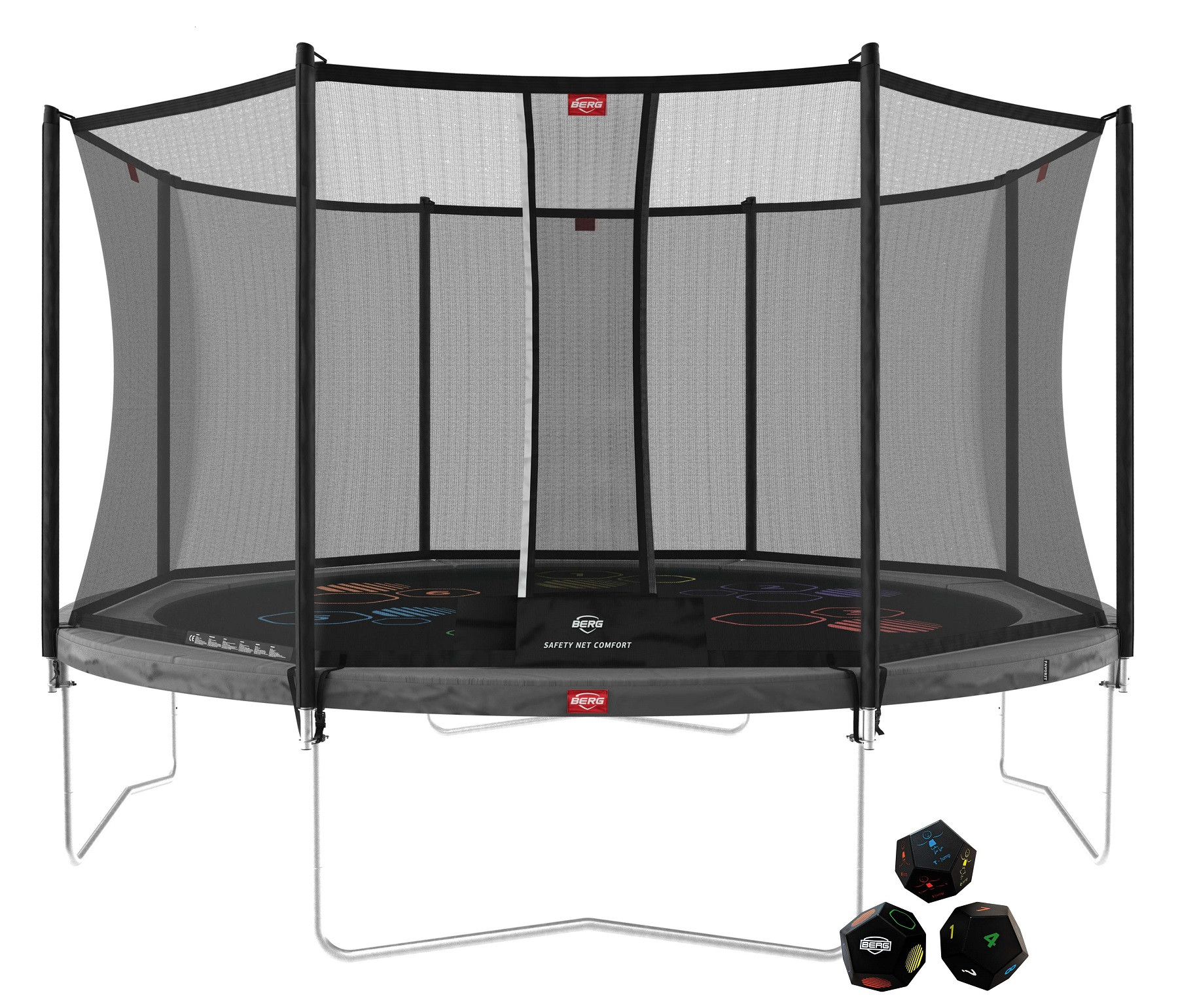BERG Trampolin Favorit Levels - Regular - mit Safety Net Comfort - 430 cm - Anthrazit Grau