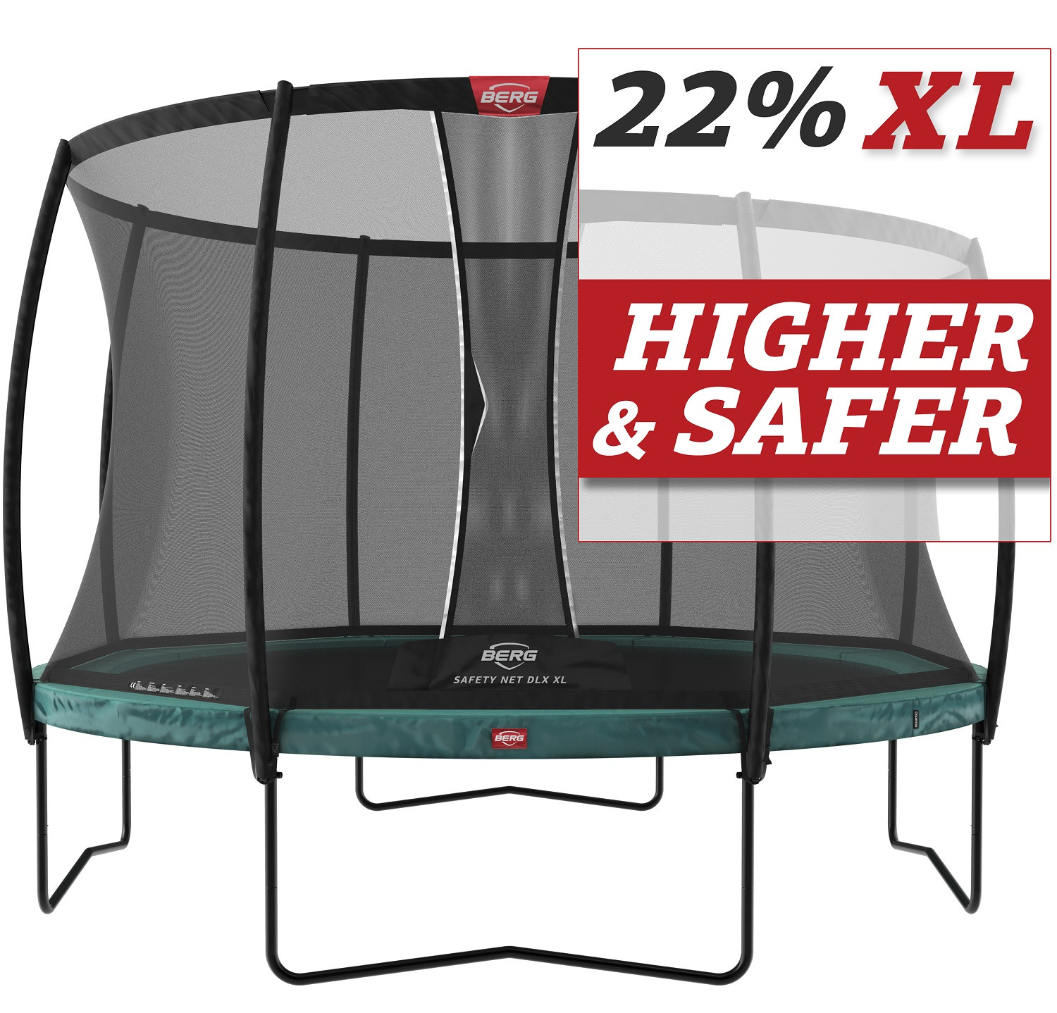 BERG Trampolin Champion mit Sicherheitsnetz - Safetynet Deluxe XL - 430 cm - Grün