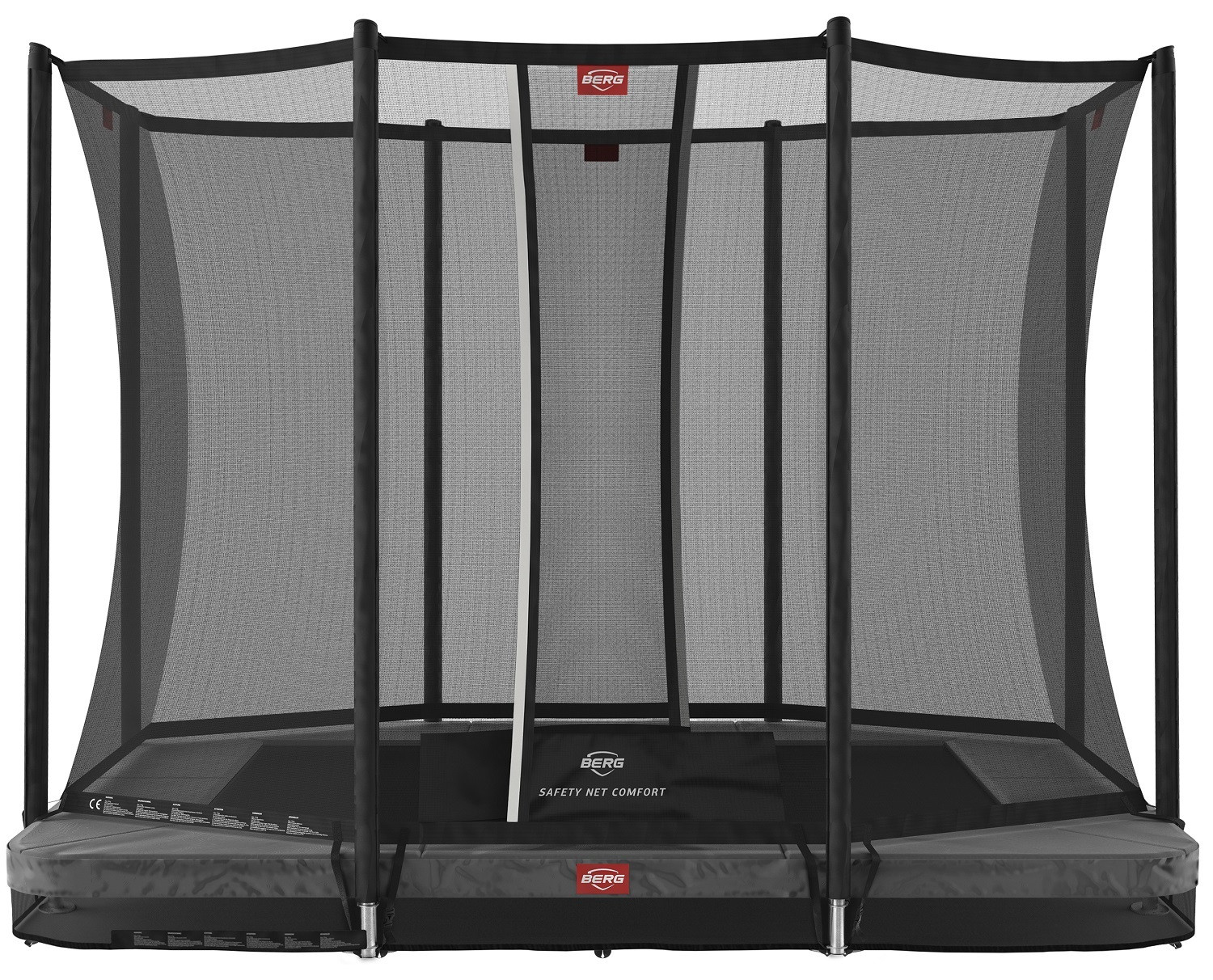 BERG Trampolin Ultim Favorit - InGround - mit Safety Net Comfort - 280 cm - Anthrazit Grau