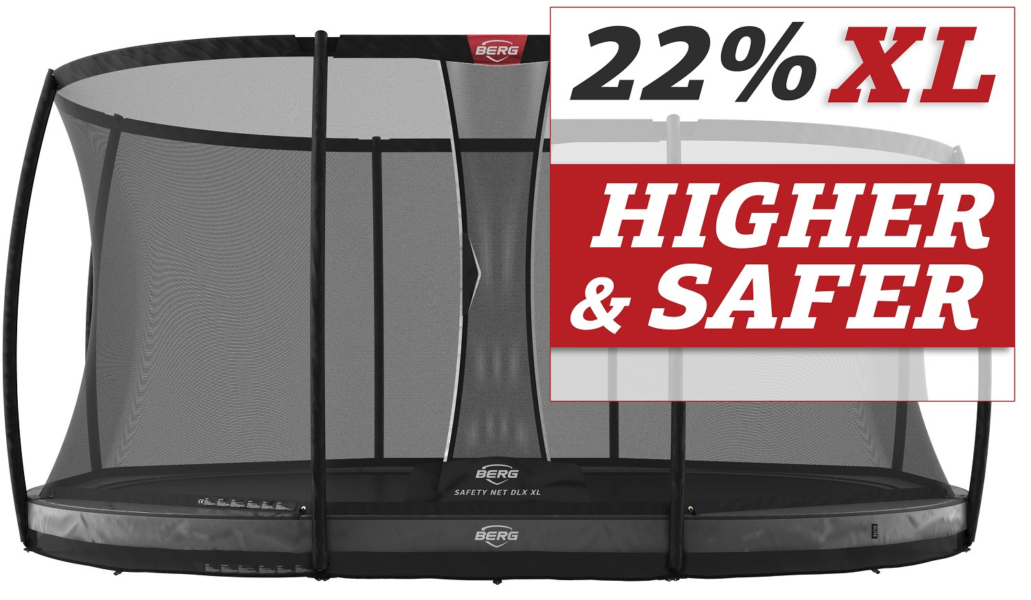 BERG Grand Elite trampolin InGround - 520 cm - Anthrazit Grau + Safety Net DLX XL