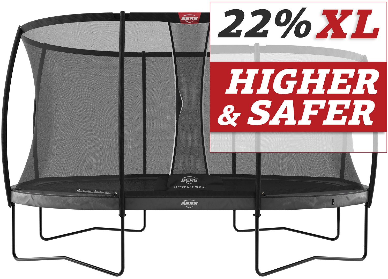 BERG Grand Elite trampolin Regular 520 cm - Anthrazit Grau + Safety Net DLX XL
