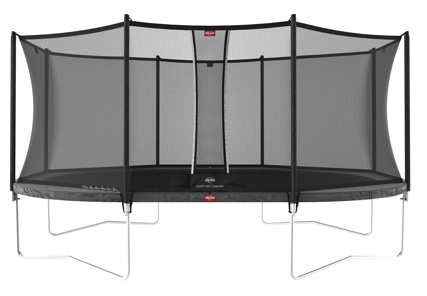 BERG Trampolin Grand Favorit - Regular - Ovale - mit Safety Net Comfort - 520 x 350 cm - Anthrazit Grau