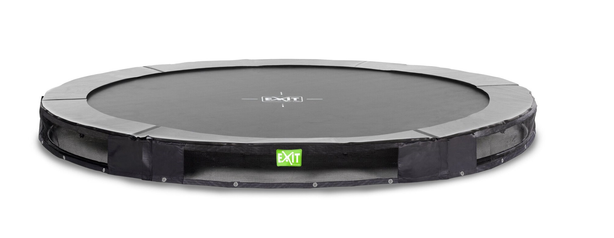 EXIT Trampolin Elegant Premium - Inground - 305 cm - Schwarz - Grauer Sicherheitsring mit schwarzer Schürze