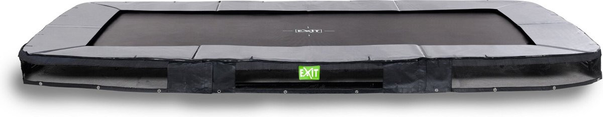 EXIT Trampolin Elegant Premium - Inground - 427 x 244 cm - Schwarz - Grauer Sicherheitsring mit schwarzer Schürze