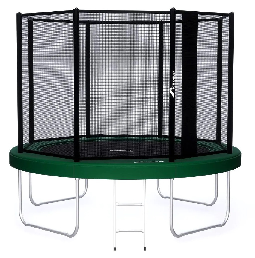 Akrobat Trampolin Orbit Above the Ground - Aufbaumontage - 430 cm - Rund - Grün - mit Sicherheitsnetz