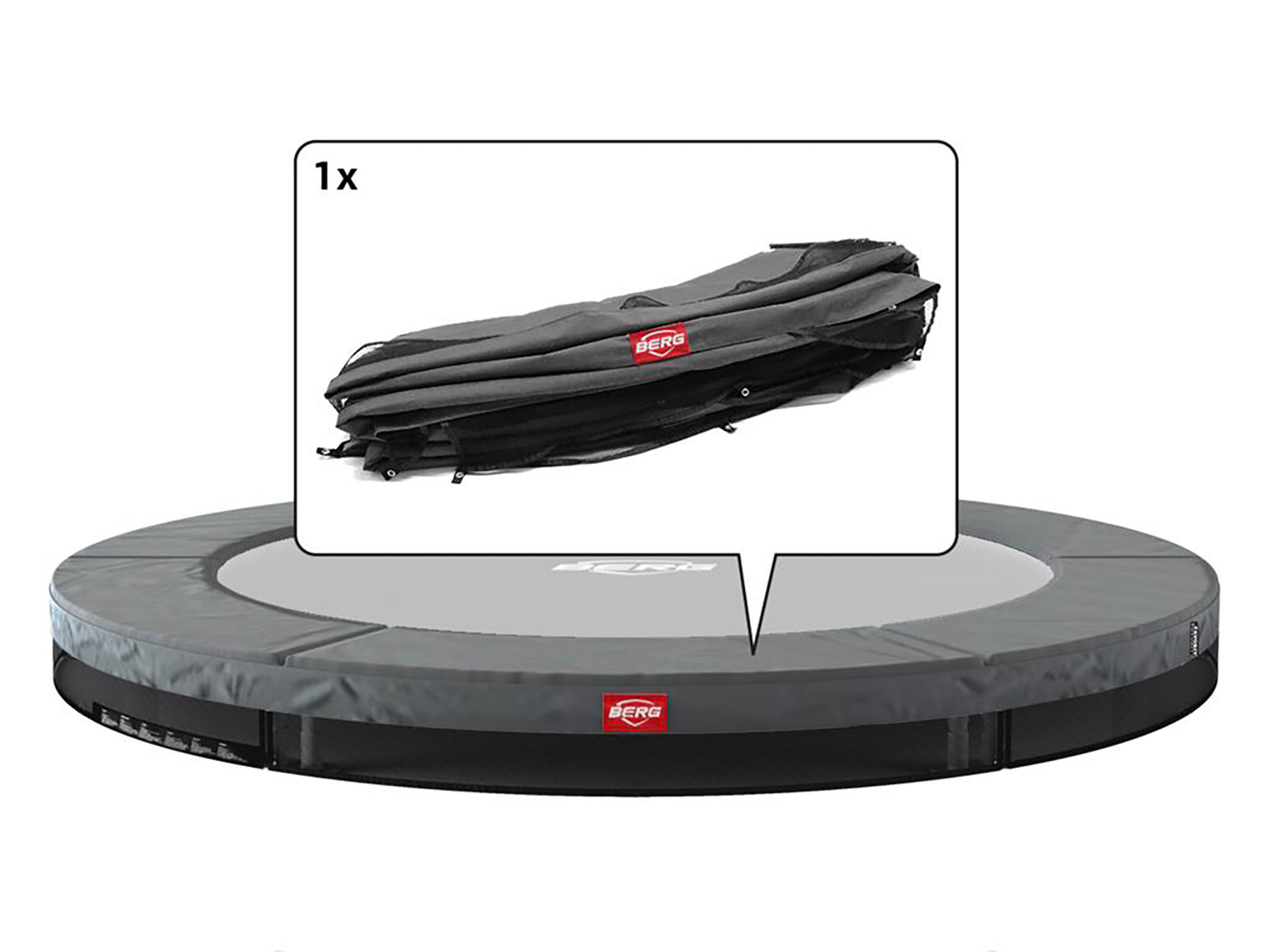 BERG Trampolin-Schutzrand Favorit - InGround - 330 cm - Grau - (6 Teile)