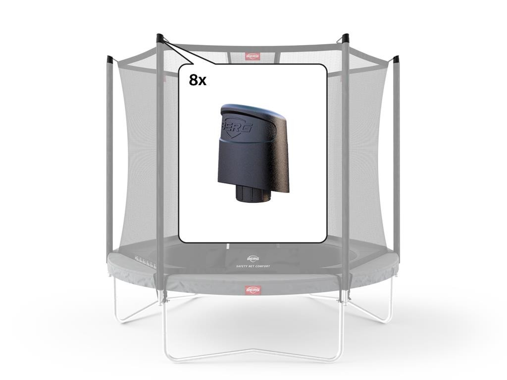 BERG Trampolin-Sicherheitsnetz - Sicherheitsnetz Komfort - Kappen für obere Stange - 8 Stück