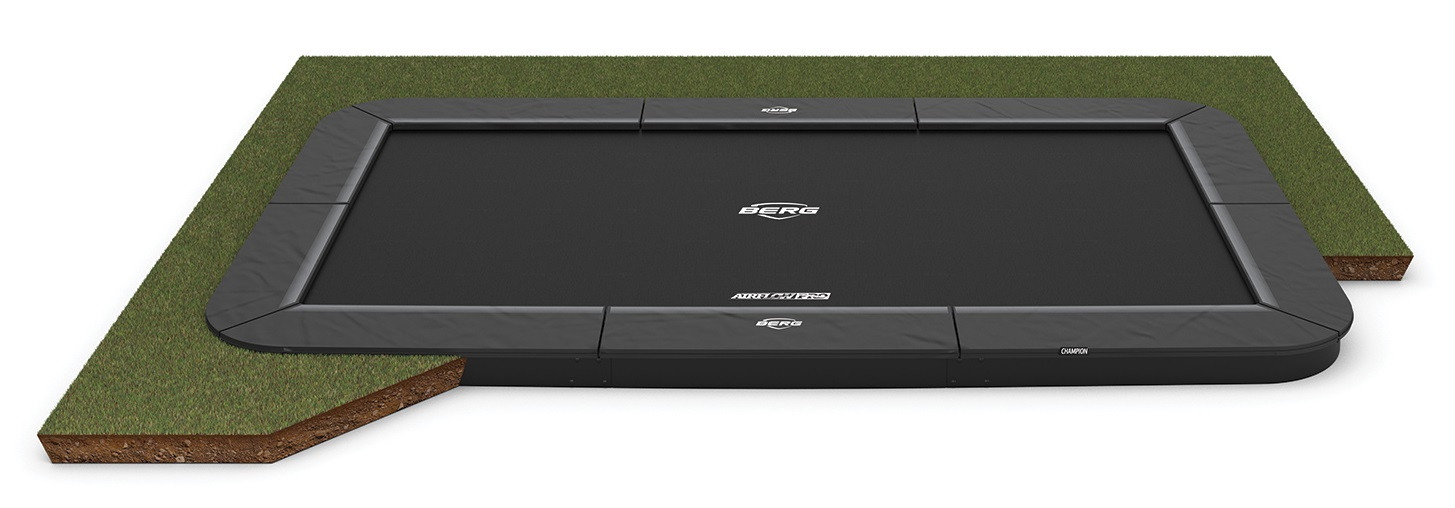 BERG Champion rechteckiges FlatGround Trampolin 330cm - Anthrazit Grau