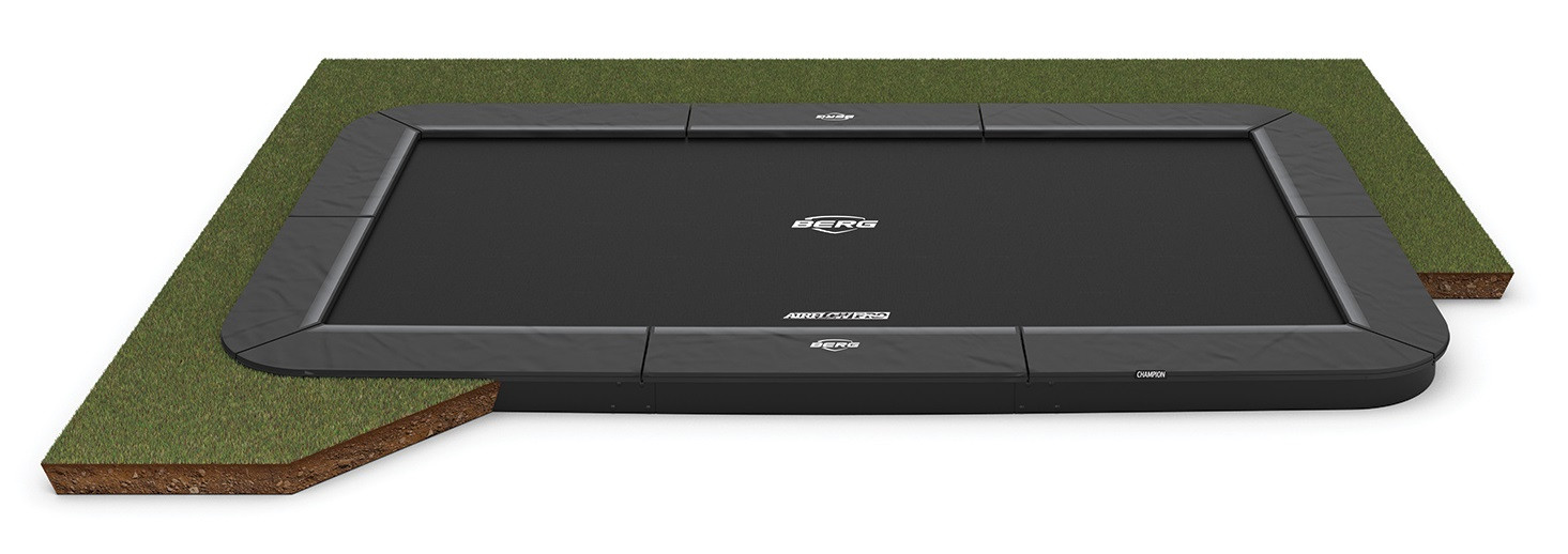 BERG Champion rechteckiges FlatGround Trampolin 500cm - Anthrazit Grau