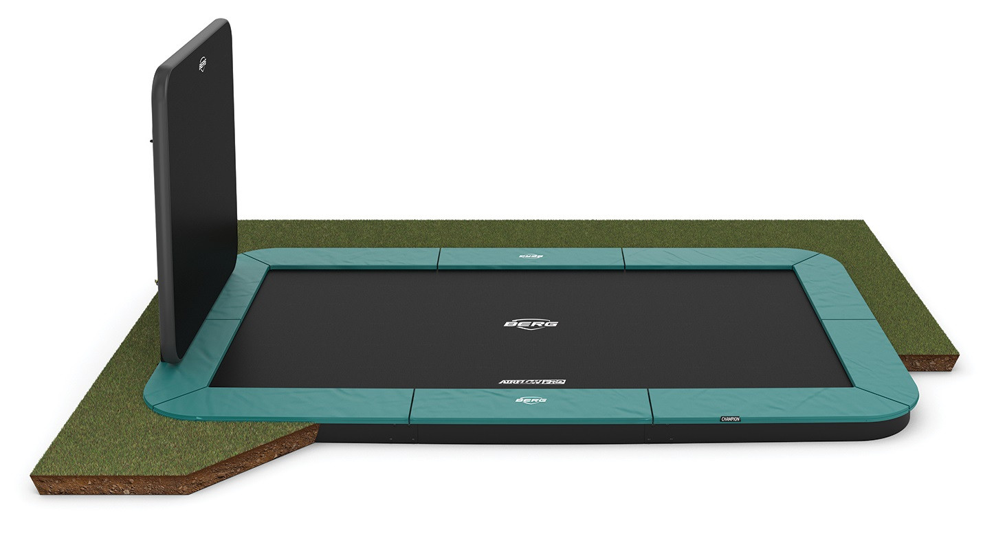 BERG SPORTS Champion rechteckiges FlatGround Trampolin 410cm Grün mit AeroWall