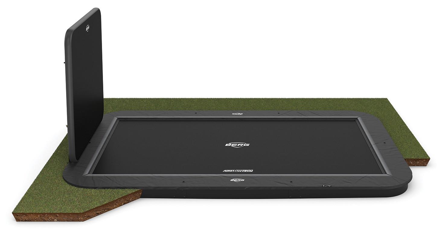 BERG Trampolin Ultim Elite - FlatGround - Rechteckiges - 500 x 300 cm - Anthrazit Grau - mit AeroWall