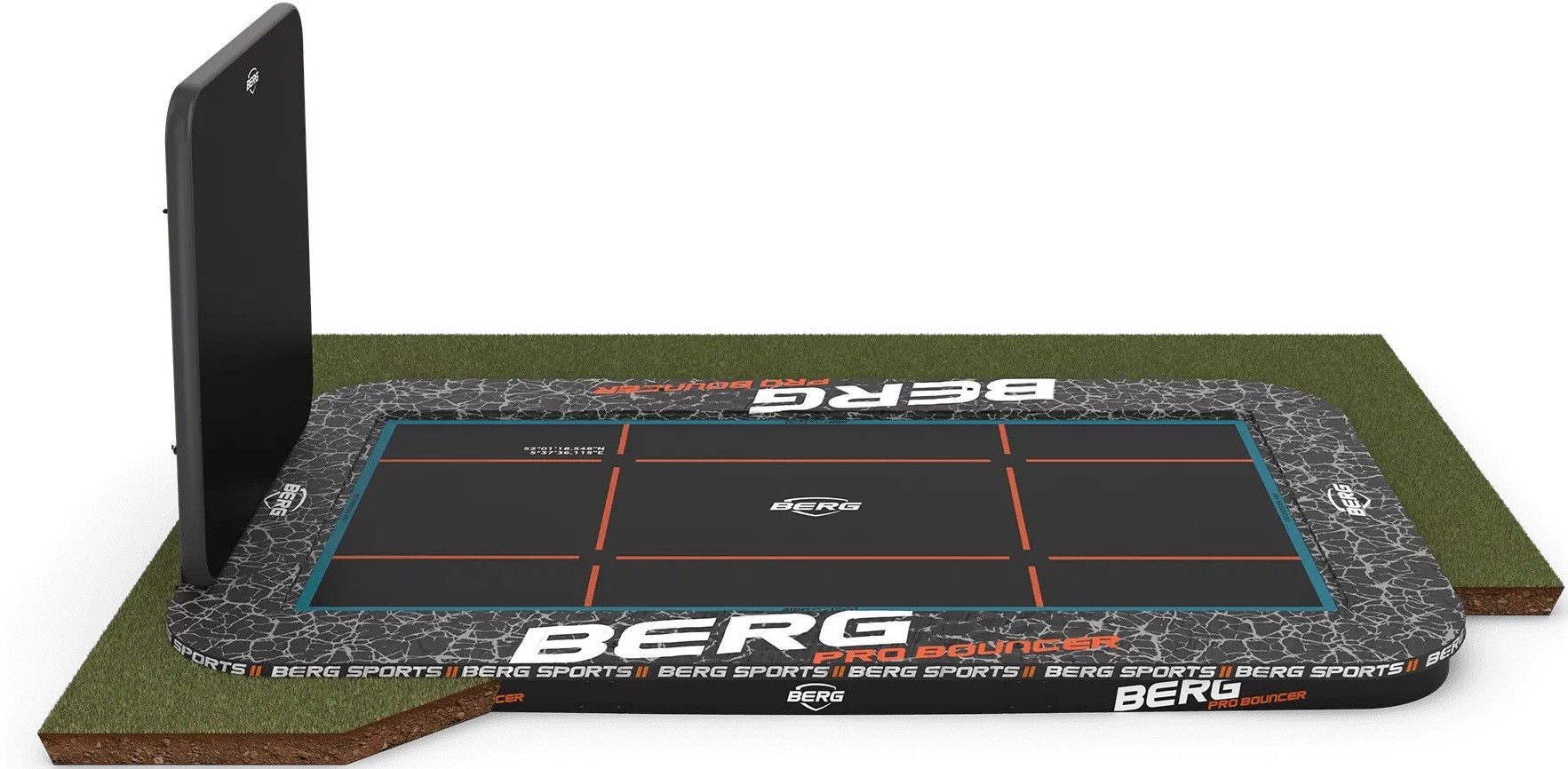 BERG SPORTS Pro Bouncer rechteckiges FlatGround Trampolin 500cm mit AeroWall