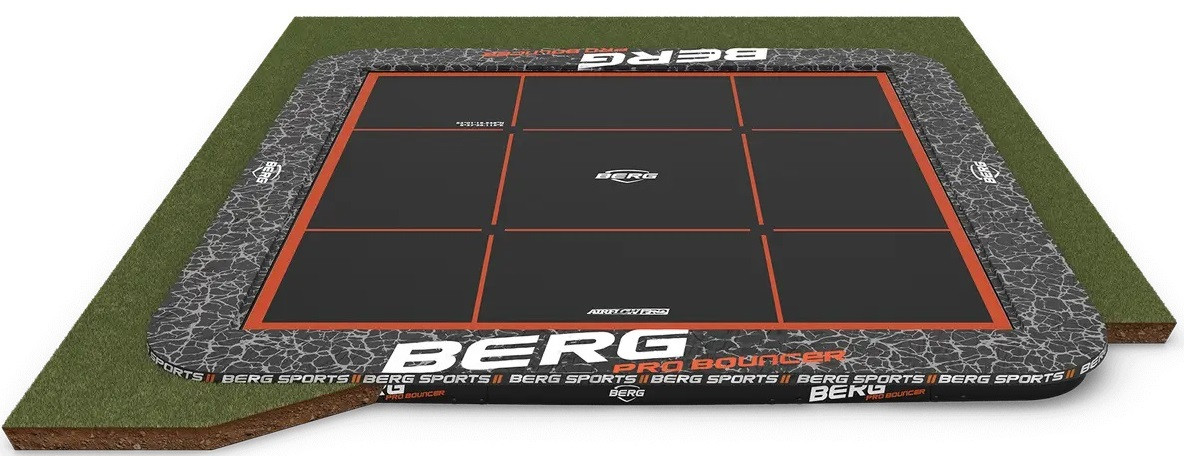 BERG Trampolin Ultim Pro Bouncer - FlatGround - 500 x 500 cm - Airflow PRO Sprungtuch - Twinspring PRO