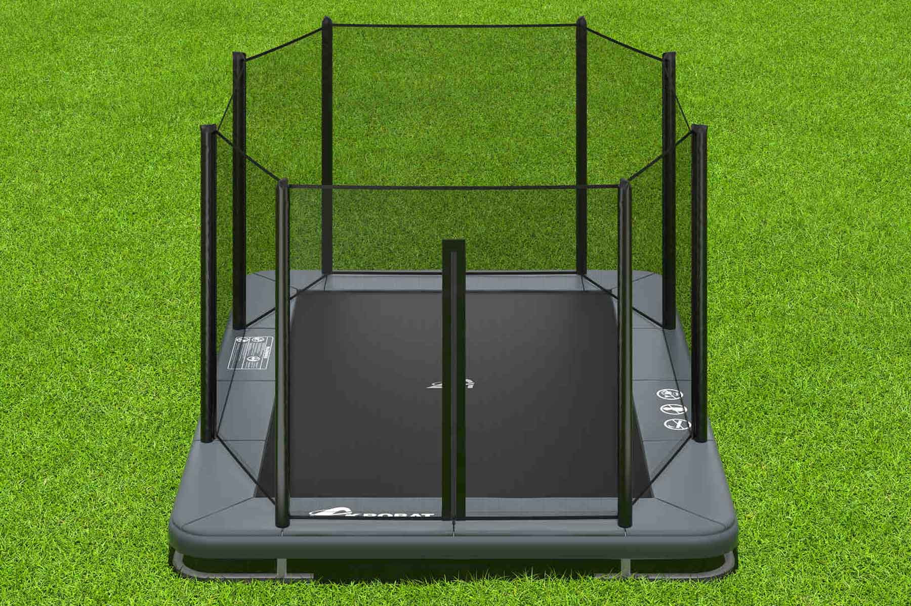Akrobat Trampolin Orbit Inground - 335 x 244 cm - Rechteck - Grau - mit Sicherheitsnetz