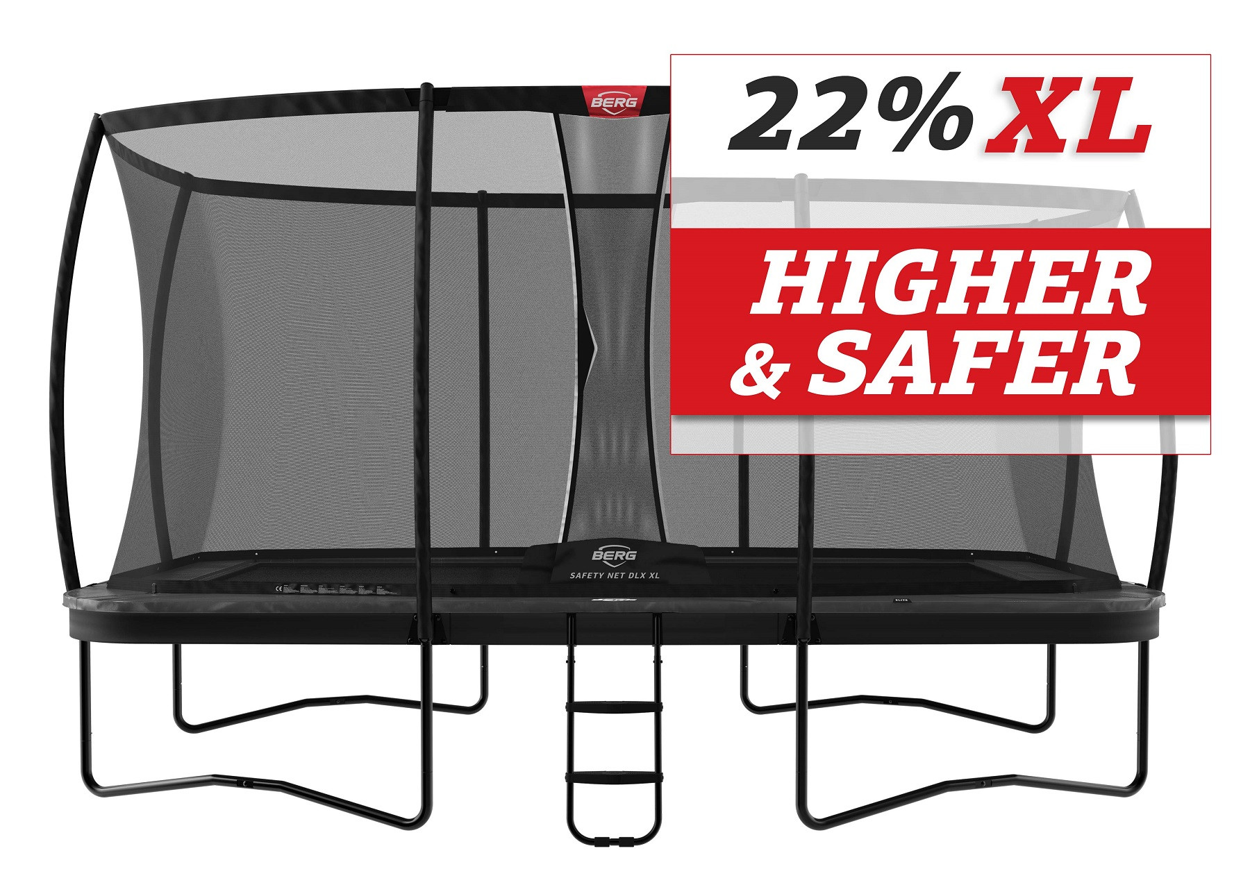 BERG Ultim Elite trampolin Regular 500 cm - Anthrazit Grau + Safety Net DLX XL
