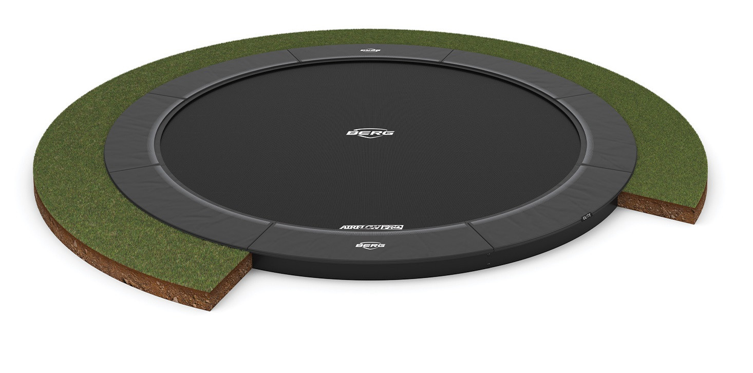 BERG Trampolin Elite - FlatGround - 430cm - Anthrazit Grau - mit Airflow PRO