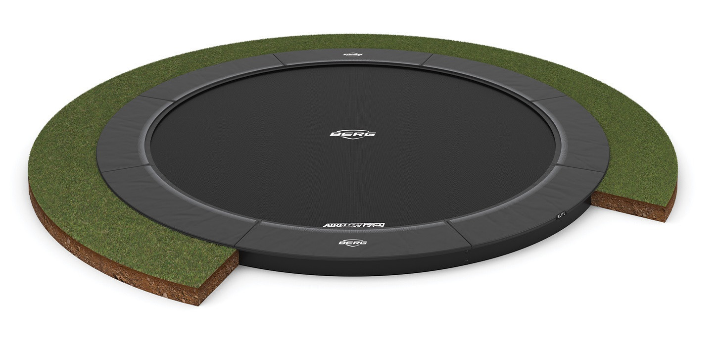 BERG Trampolin Champion - FlatGround - 330 cm - Anthrazit Grau - mit Airflow PRO - TwinSpring