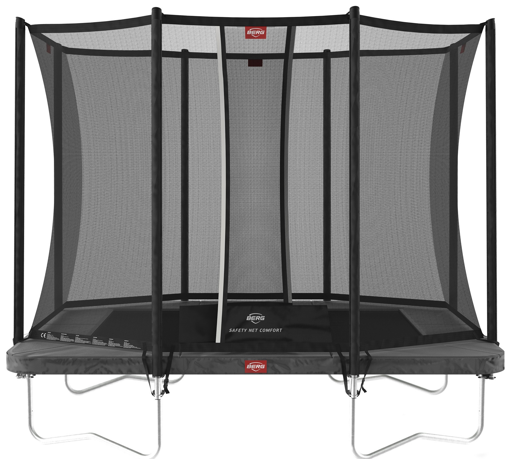 BERG Trampolin Ultim Favorit - Regular - mit Safety Net Comfort - 280 x 190 cm - Anthrazit Grau