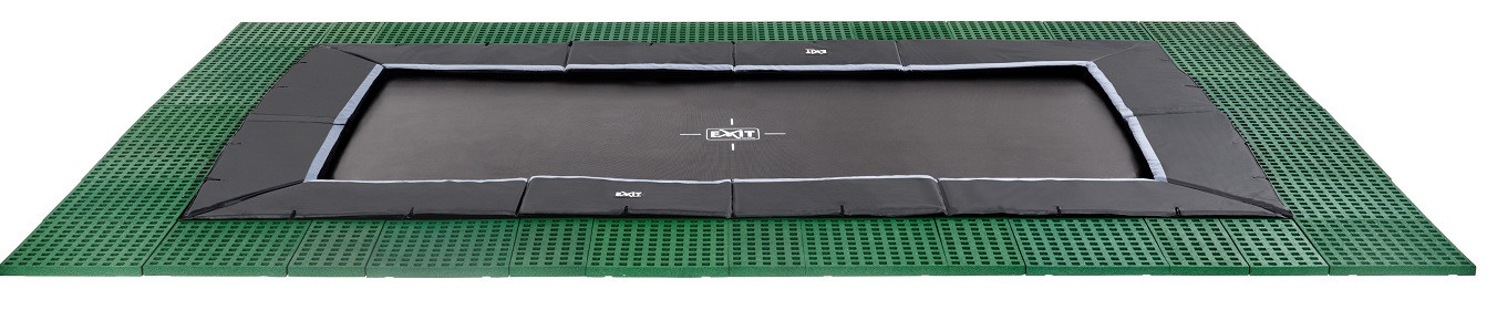 EXIT Dynamic ebenerdiges Trampolin 275x458cm mit Freezone Sicherheitsplatten - schwarz