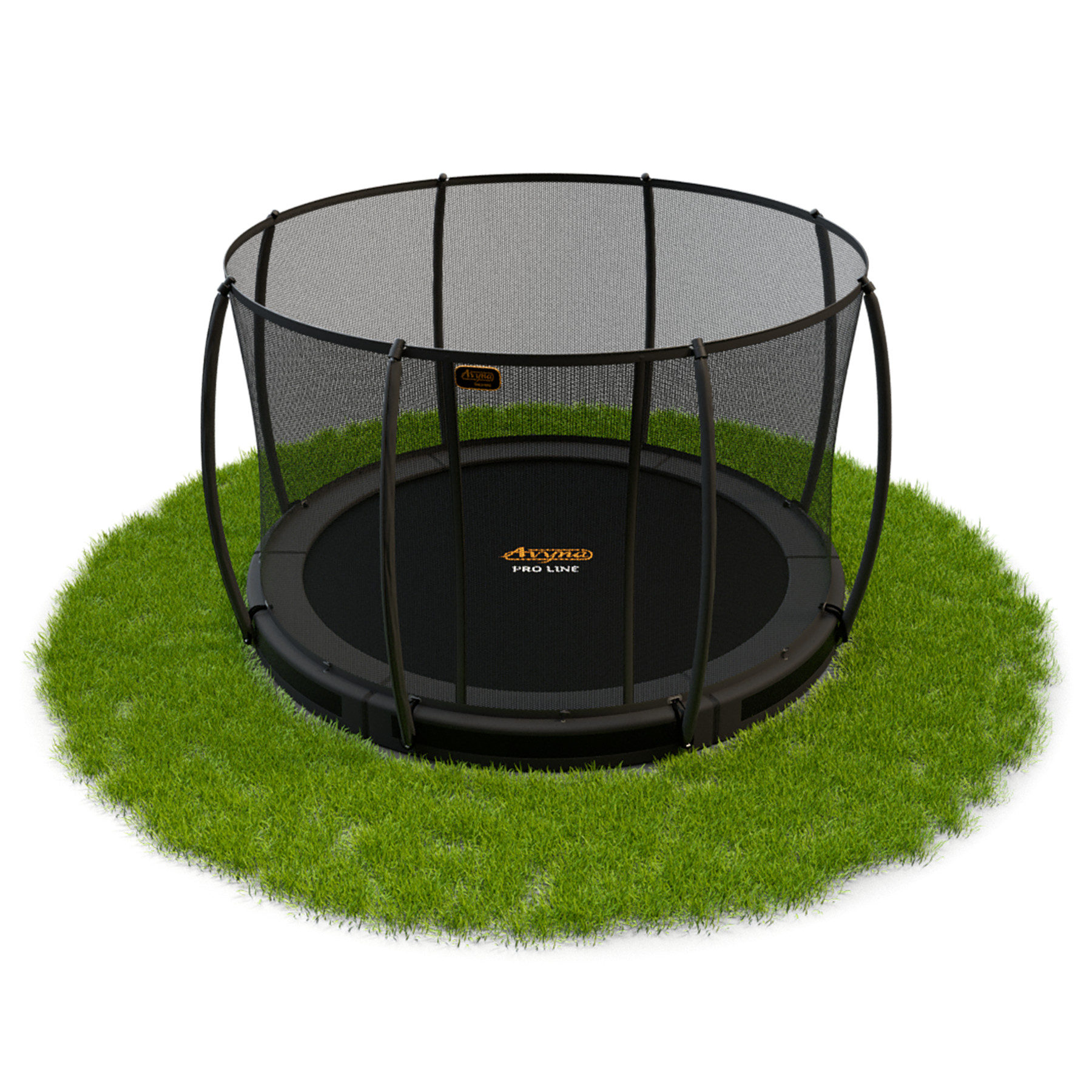 Avyna Boden-Trampolin mit Sicherheitsnetz Pro-Line - ø 430 cm - (14ft) - HD Plus-Schutzrand - Grau