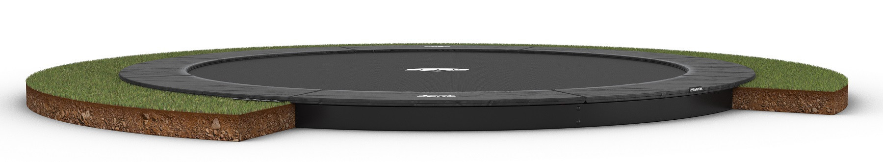 BERG Trampolin Champion - FlatGround - rundes - 330 cm (11 ft) - Anthrazit Grau