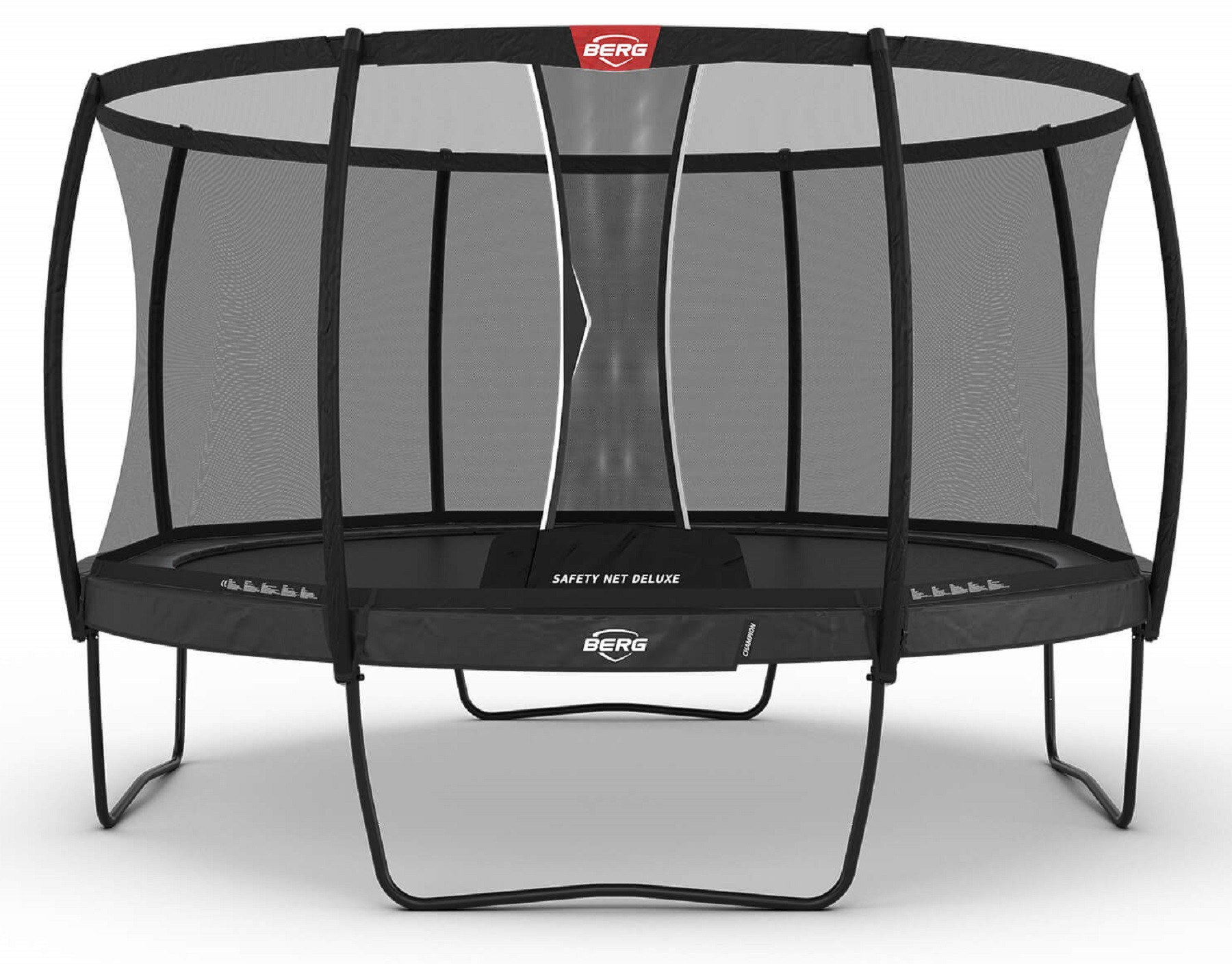 BERG Trampolin Champion mit Sicherheitsnetz - Safetynet Deluxe - 430 cm - Anthrazit Grau - Airflow PRO - Twinspring
