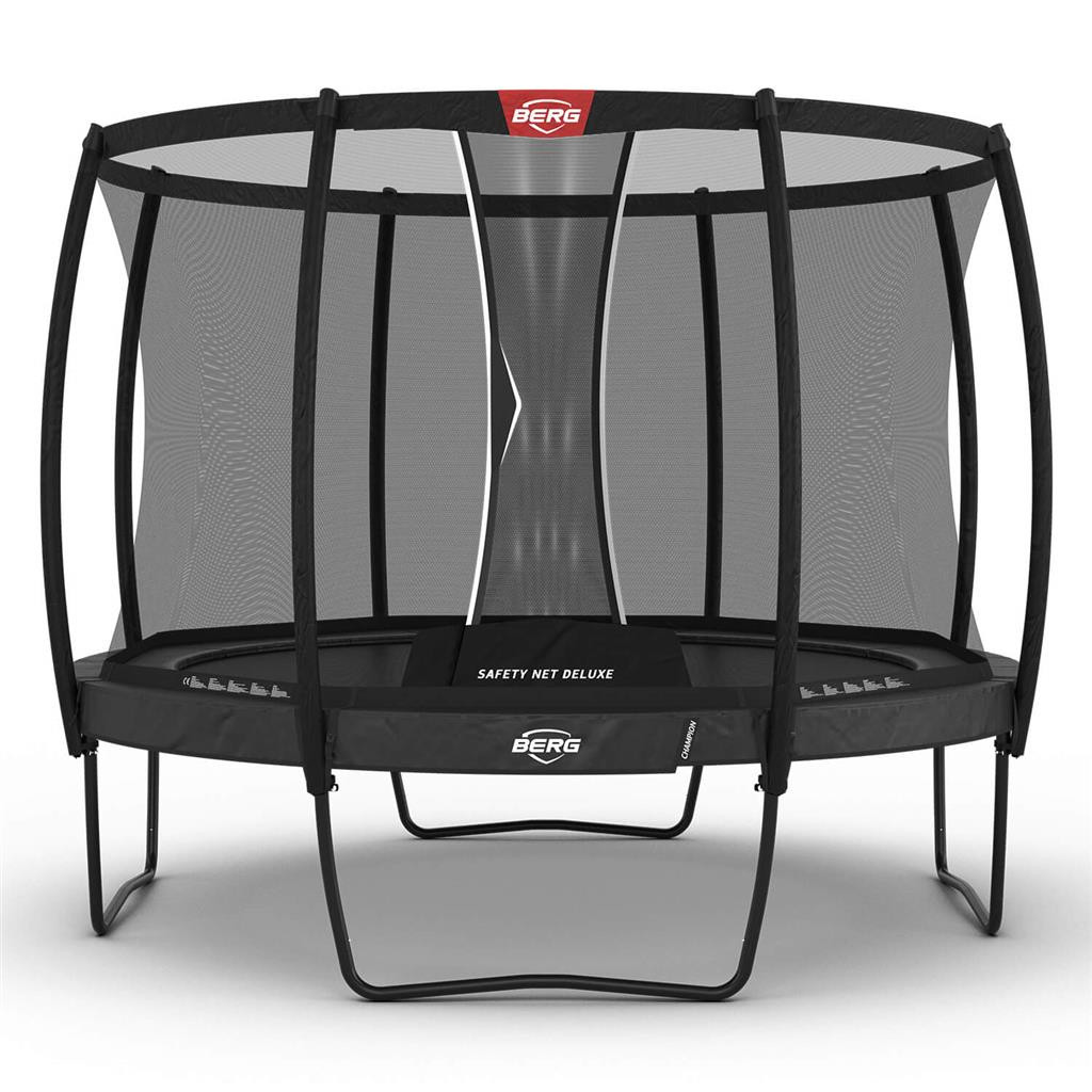 BERG Trampolin Champion mit Sicherheitsnetz - Safetynet Deluxe - 330 cm - Anthrazit Grau - Airflow PRO - Twinspring