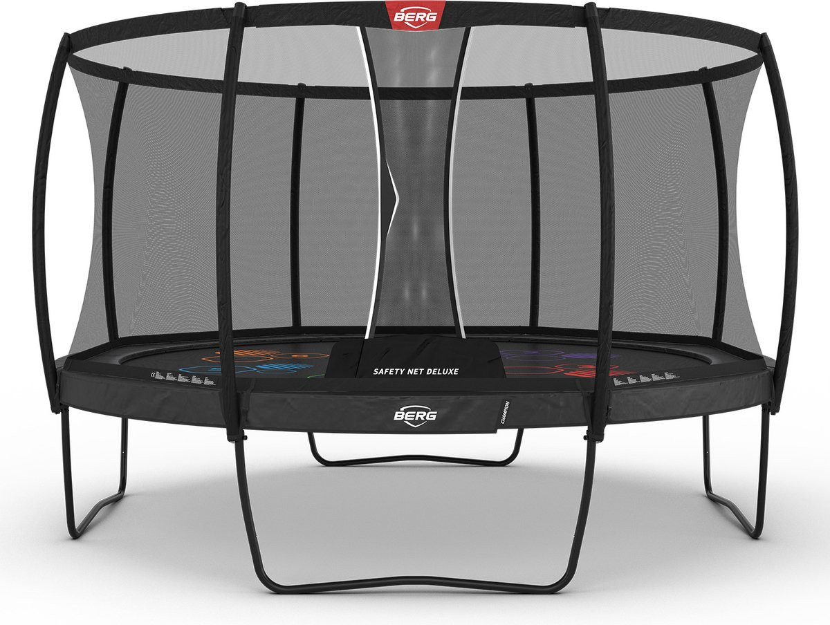 BERG Trampolin Champion Levels mit Sicherheitsnetz - Safetynet Deluxe XL - 430 cm - Anthrazit Grau - Airflow PRO - Twinspring
