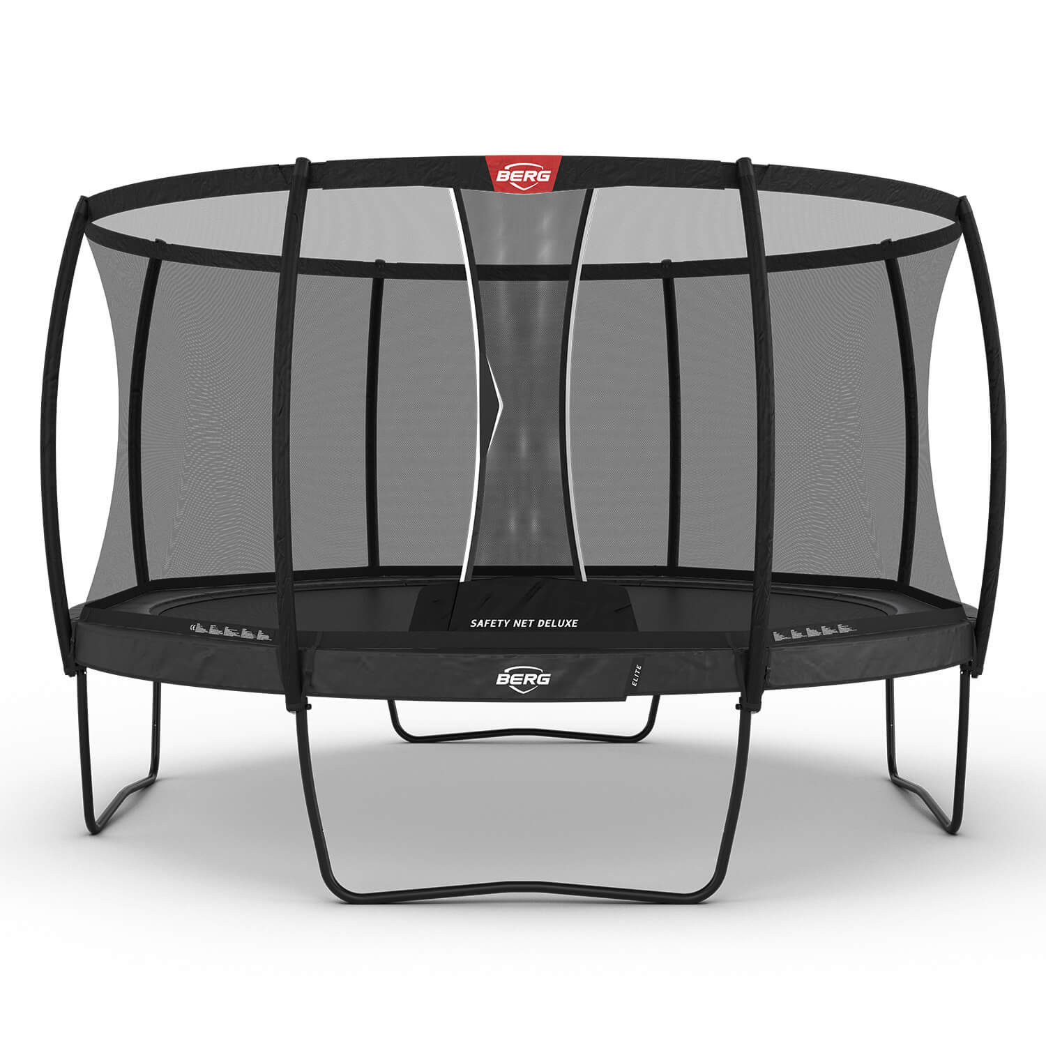 BERG Trampolin Elite mit Sicherheitsnetz - Safetynet Deluxe - 430 cm - Anthrazit Grau - Airflow PRO - Twinspring