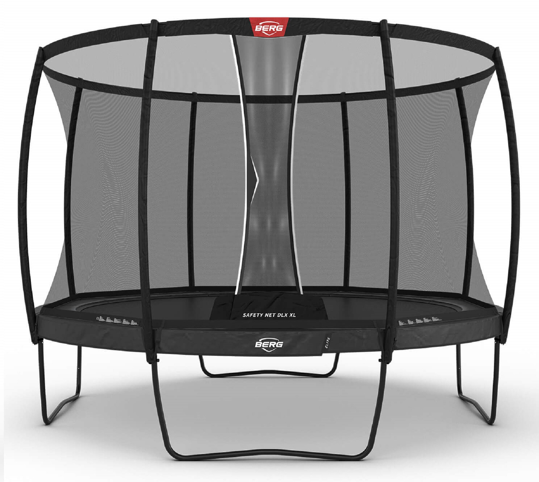 BERG Trampolin Elite mit Sicherheitsnetz - Safetynet Deluxe XL - 430cm - Anthrazit Grau - Airflow PRO - Twinspring