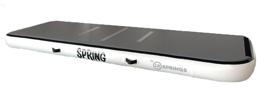 SPRING Airtrack Family 400 x 100 x 10 cm - Gymnastikmatte - 4 Meter - Fitness Sport Gymnastikmatte - Wasserdicht - Aufblasbar - mit 600W elektrischer Pumpe - Schwarz Weiß